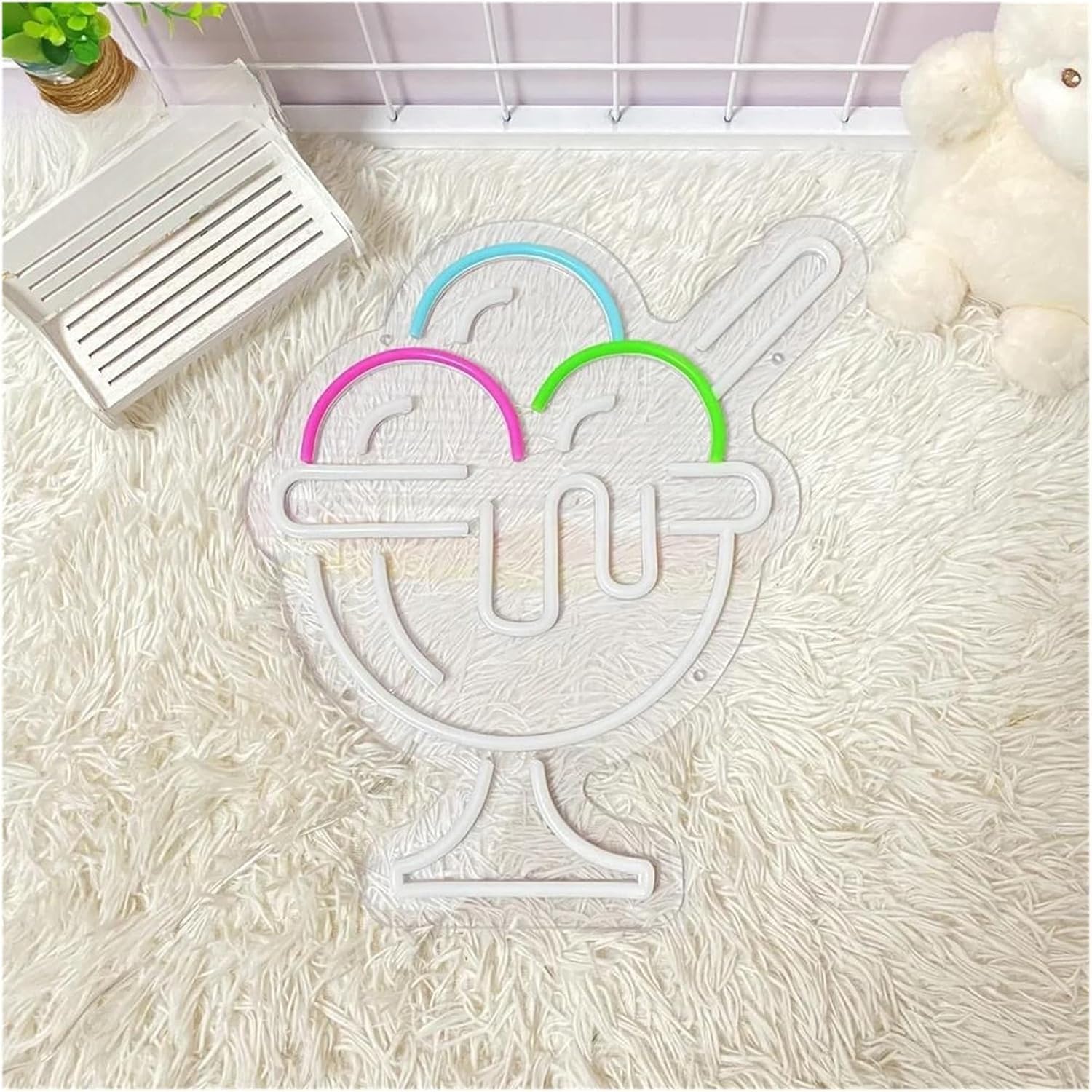Insegna al neon con scritta "Gelato" e di benvenuto, realizzata da insegne per ristoranti, 35 cm × 40