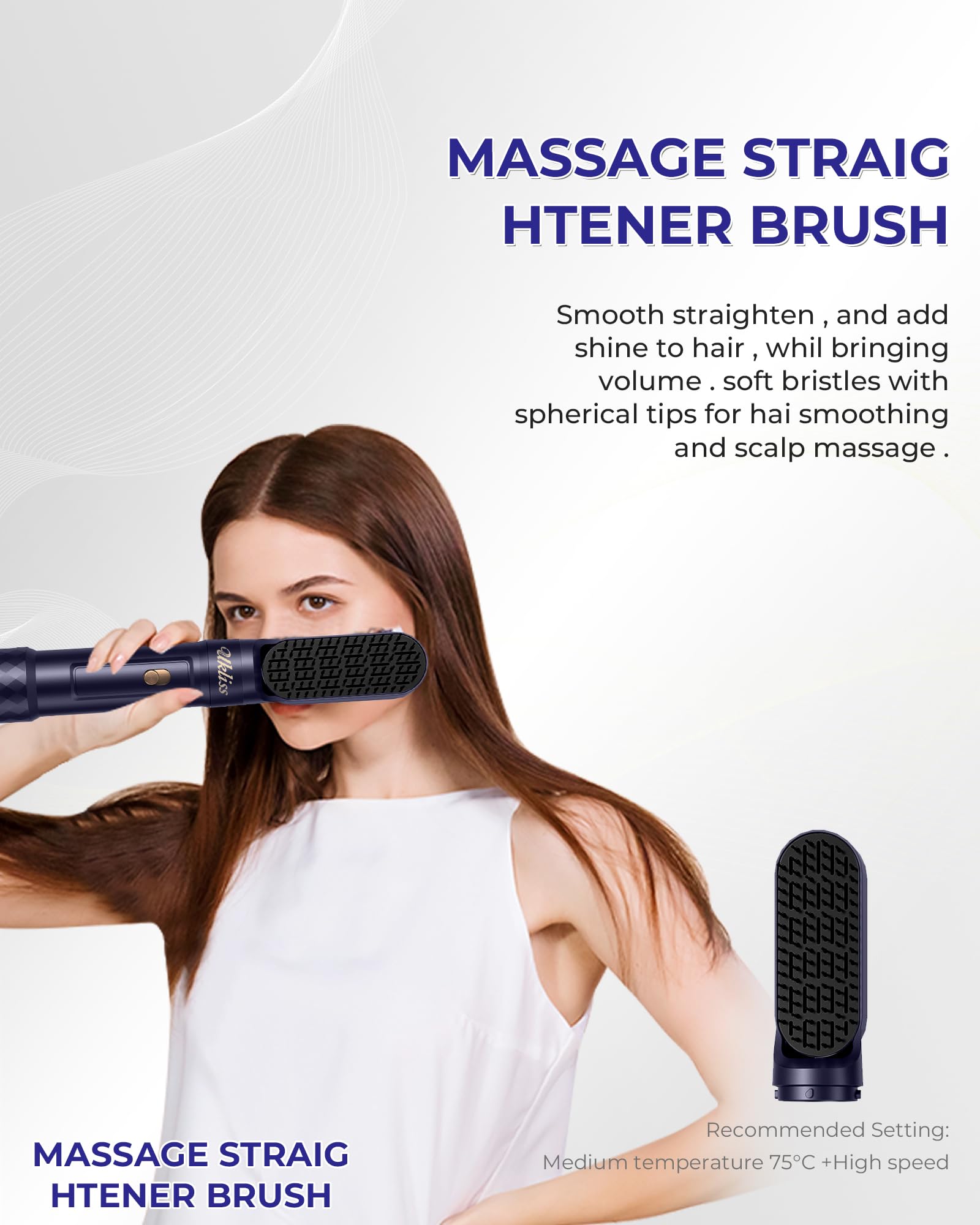 Spazzola Asciugacapelli 6 in 1, UKLISS Airstyler Set con Arricciacapelli Automatico, Hair Dryer, Spazzola ad Aria Calda, Thermal Brush, Spazzola Lisciante Capelli, Regali per Donne Styling - Blu