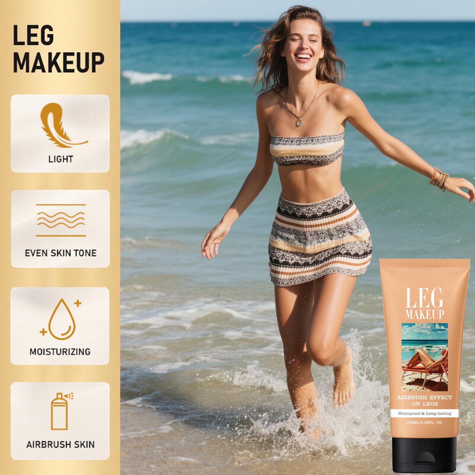 Leg Full Coverage Concealer Waterproof, Tattoo Cover Up No Transfer Body Makeup - Image 3