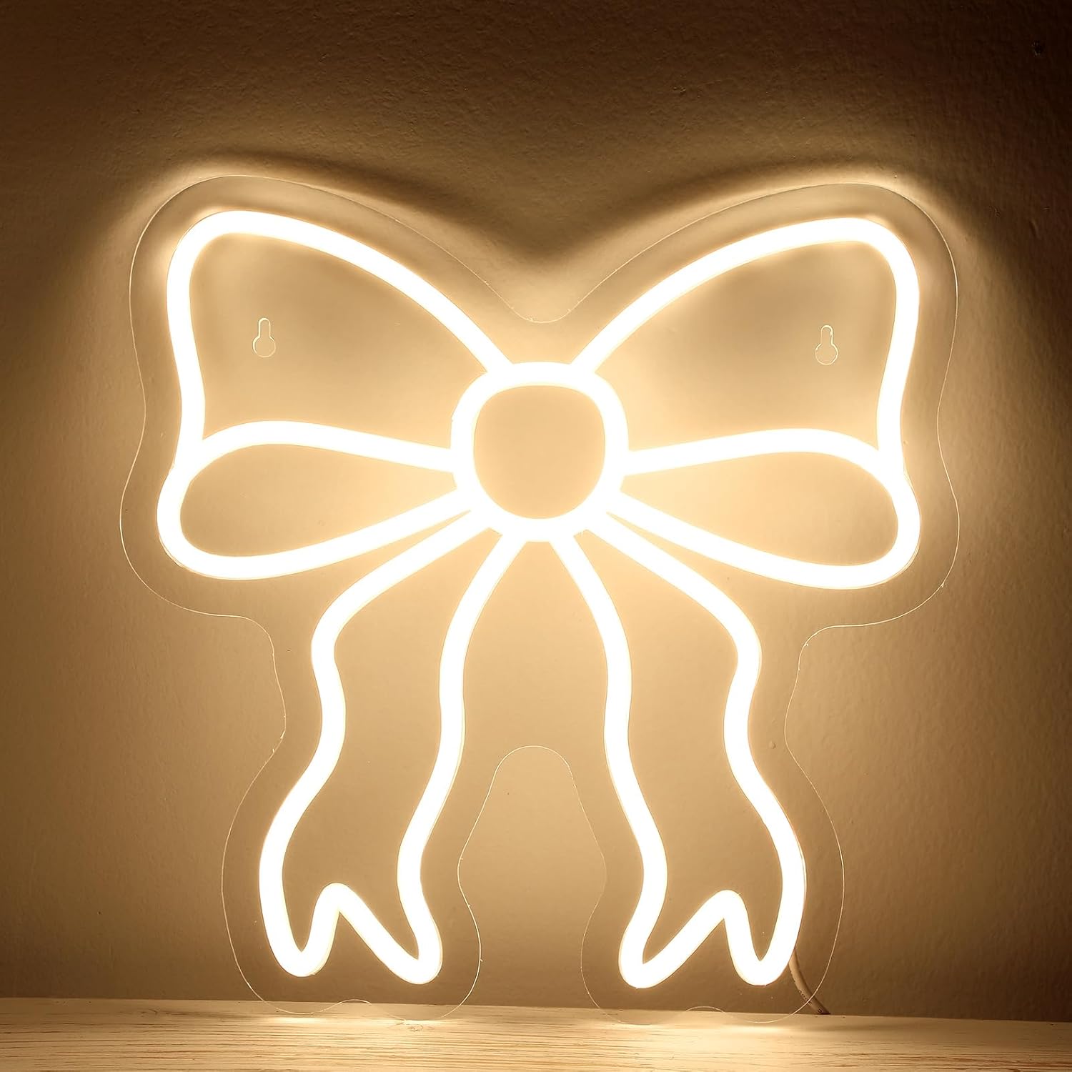 Retisee Bow LED Neon Sign Bedroom Women Room Neon Light Sign Coquette Aesthetic Home Wall Preppy Dorm Beauty Room Salon Decor Party Bar Decoration Gift for Her 11.8x11.8in (Warm White) - Image 4