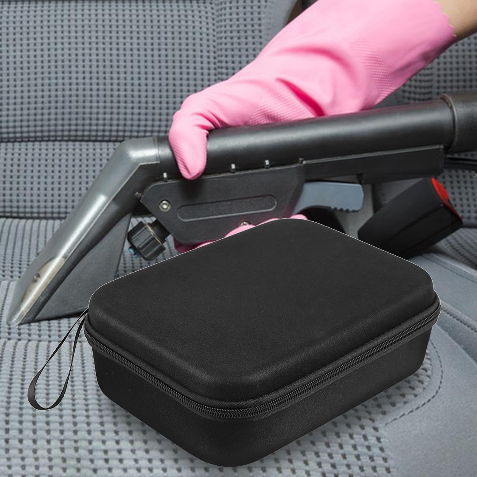 Borsa Portatile Rigida Per Aspirapolvere Per Auto, Custodia Protettiva Da Viaggio Con Cerniera. Dimensioni 23x17x7 Cm, Colore Nero, Compatta E Resistente.