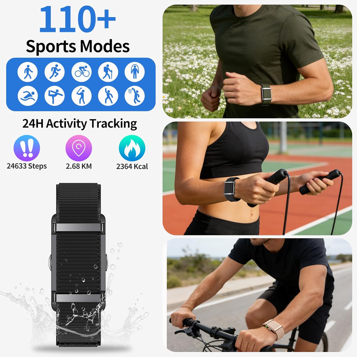 Smart Bracelet,Activity Trackers for Man&Women,Fitness Tracker Band, 24H Sleep Tracker,All-Day Continuous Heart Rate Blood Oxygen Stress HRV Monitor,170+ Sport Mode with Free APP (Green)