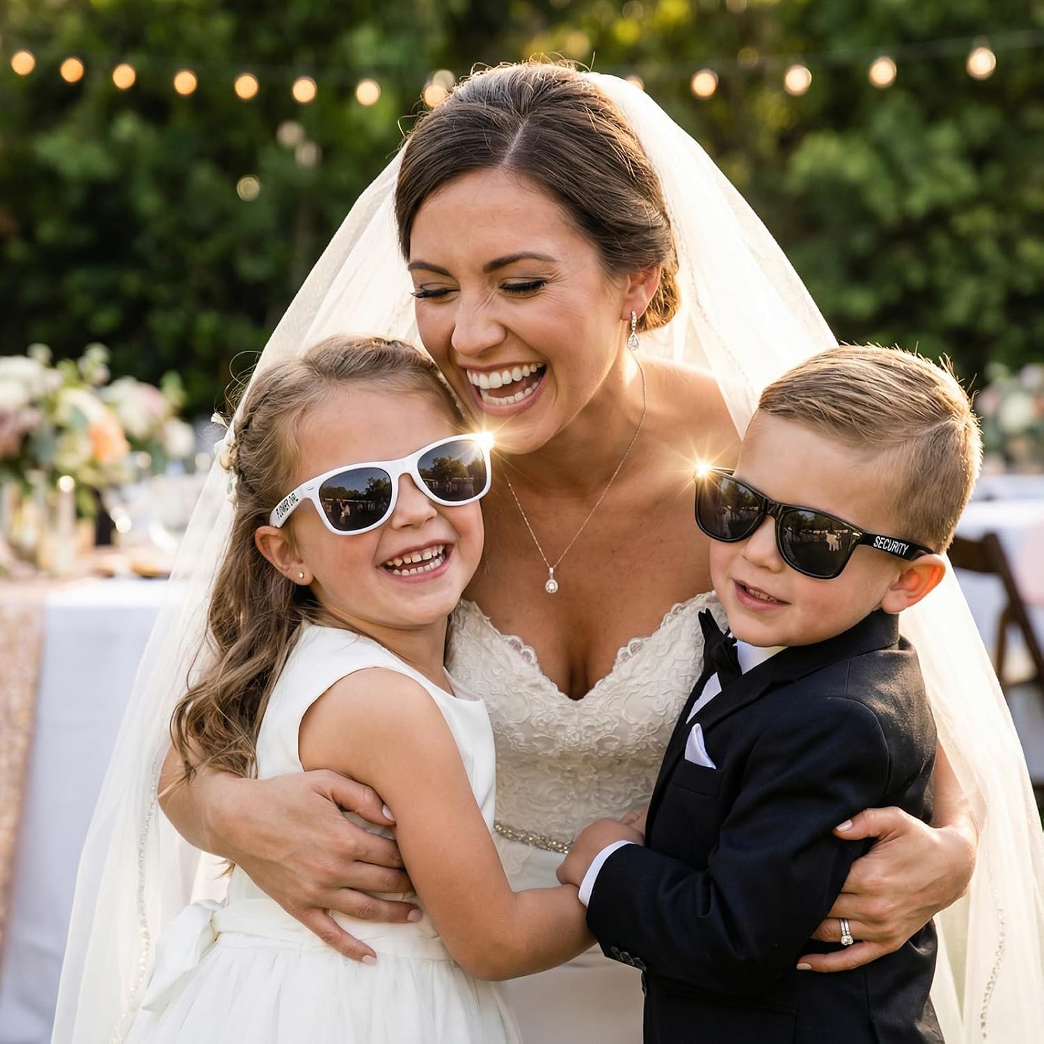 2 Pcs Flower Girl Sunglasses Ring Bearer Gift for Wedding, Flower Girl Accessories for Bridal Party, Proposal Gift Set with Black and White Color for Ring Security Ceremony