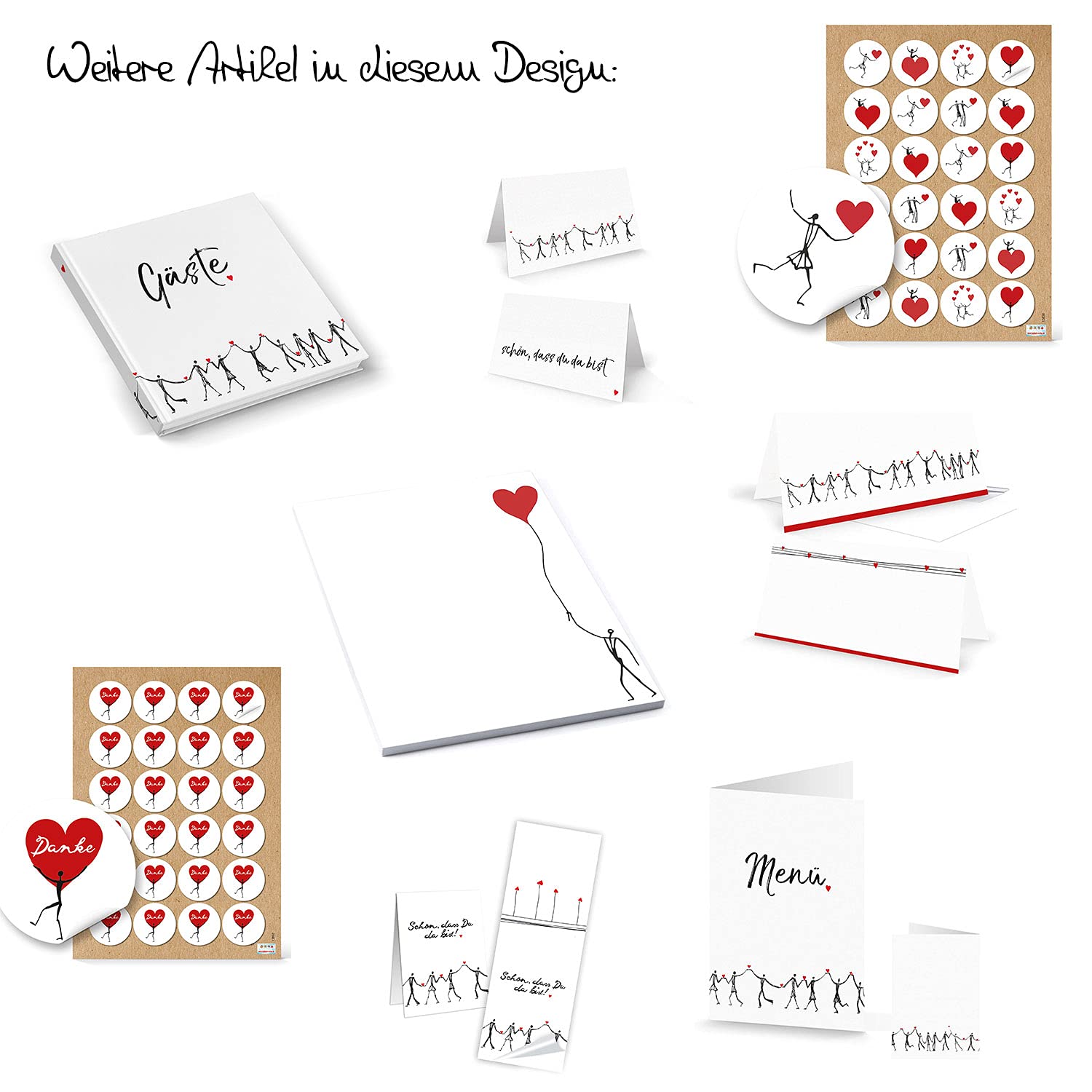 Livre D'or En Noir Et Blanc De L'homme Cœur Rouge Exclusif Avec Cœur Avec 164 Pages. Idéal Comme D'or De Mariage, Mais Aussi Pour Un Anniversaire Ou