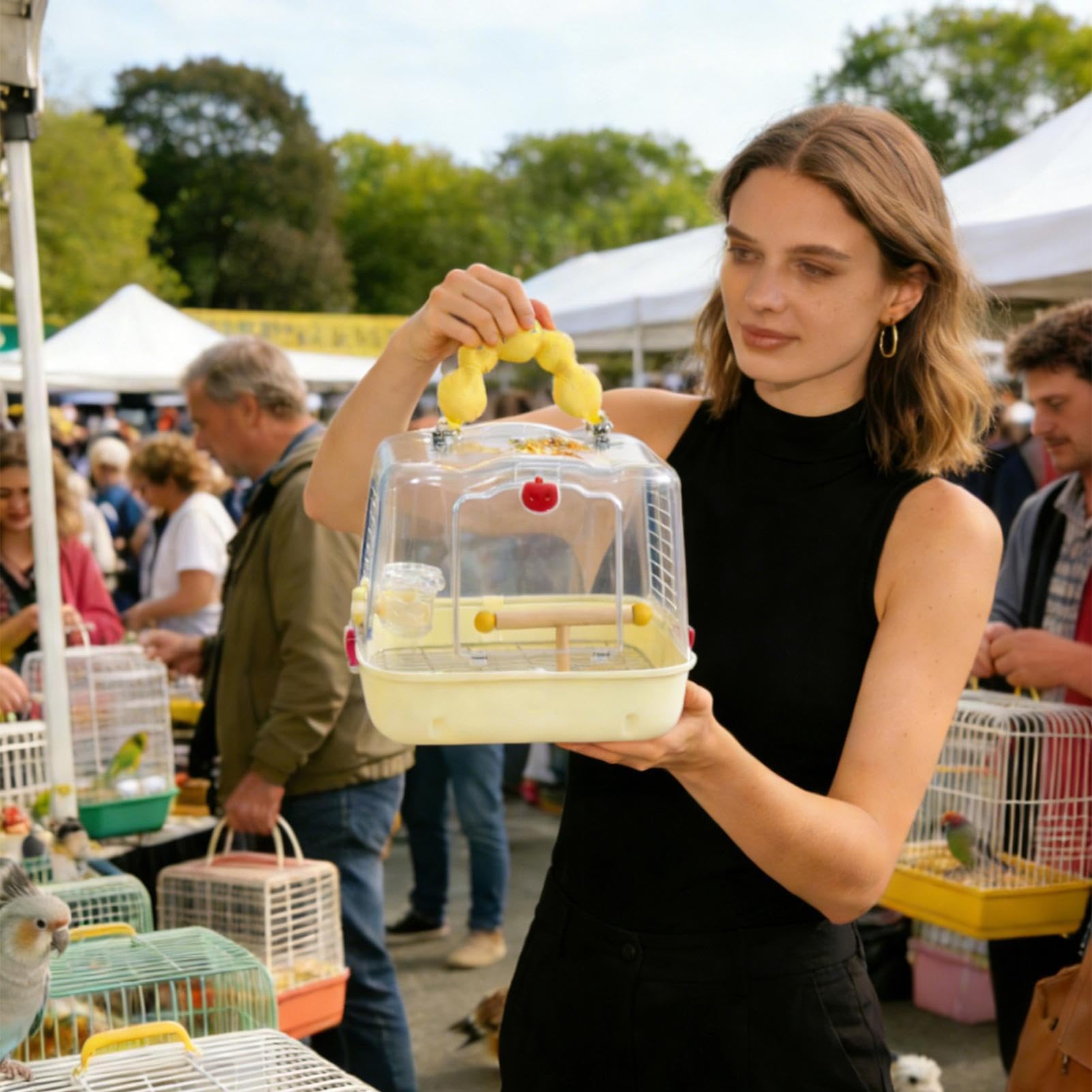 Jaula para Aves Bolso Transportador Transpirable para Loros | Transportín de Viaje para Aves Pequeñas para Paseos al Aire Libre y Aventuras de Ninfas Periquitos y Agapornis
