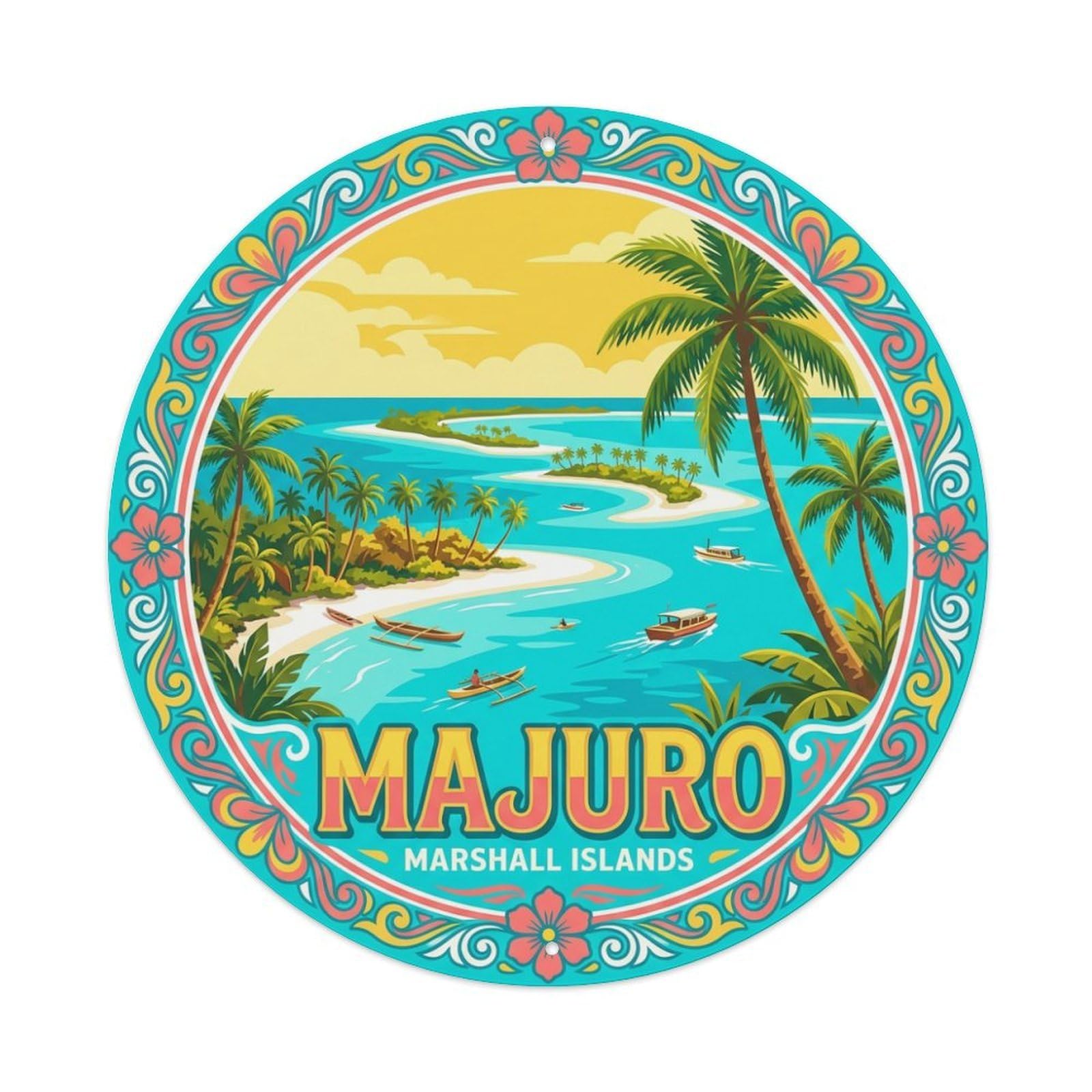 Retro Travel Marshall Islands Majuro Metal Tin Sign