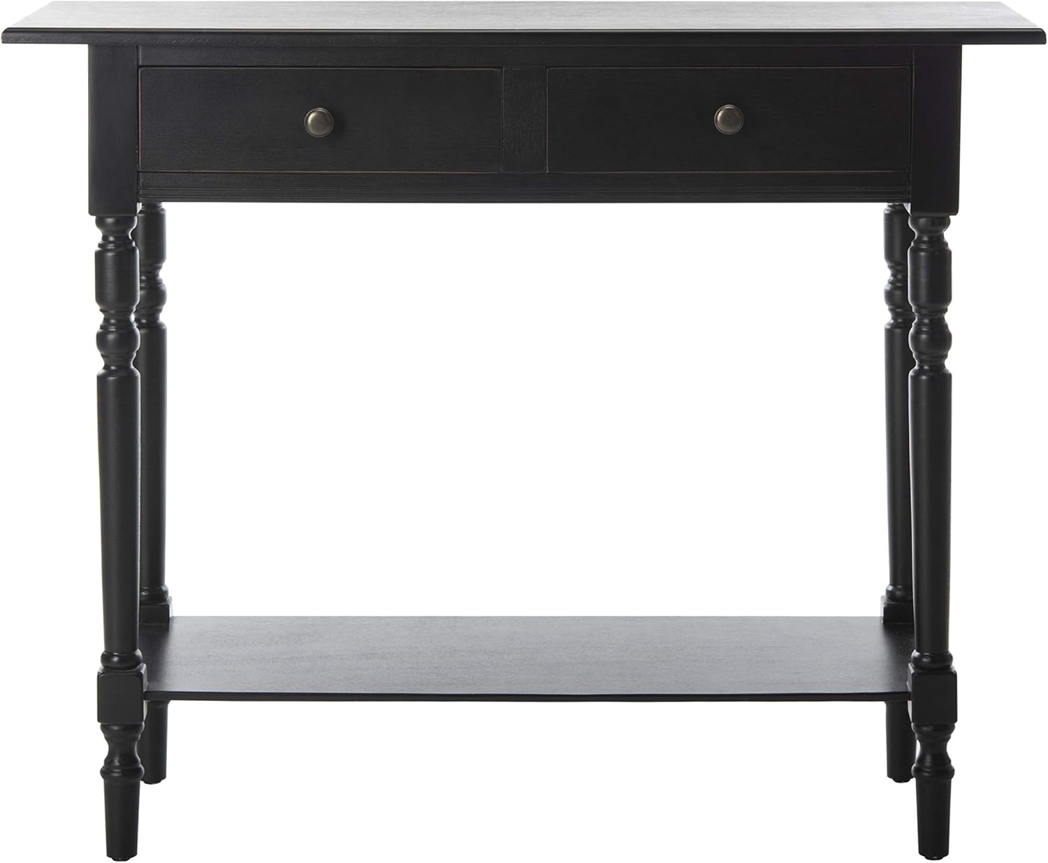 SAFAVIEH Home Collection – Rosemary Vintage Grey Console Table with Drawers & Shelf, Classic Contemporary Storage Console, Turned Leg Design (AMH5705A)