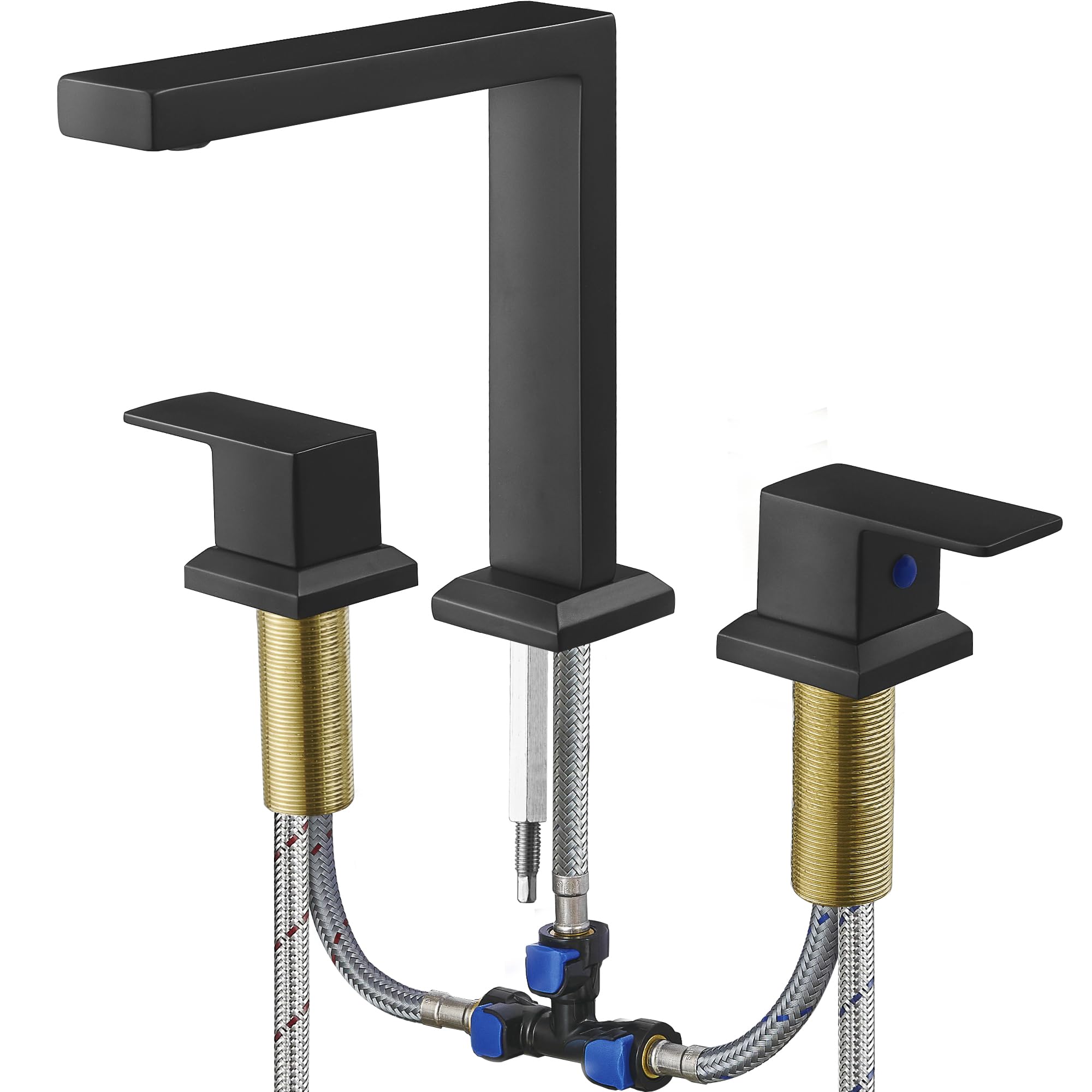 HEYMYTAP Black High Flow Bath Tub Faucet Set 3 Hole