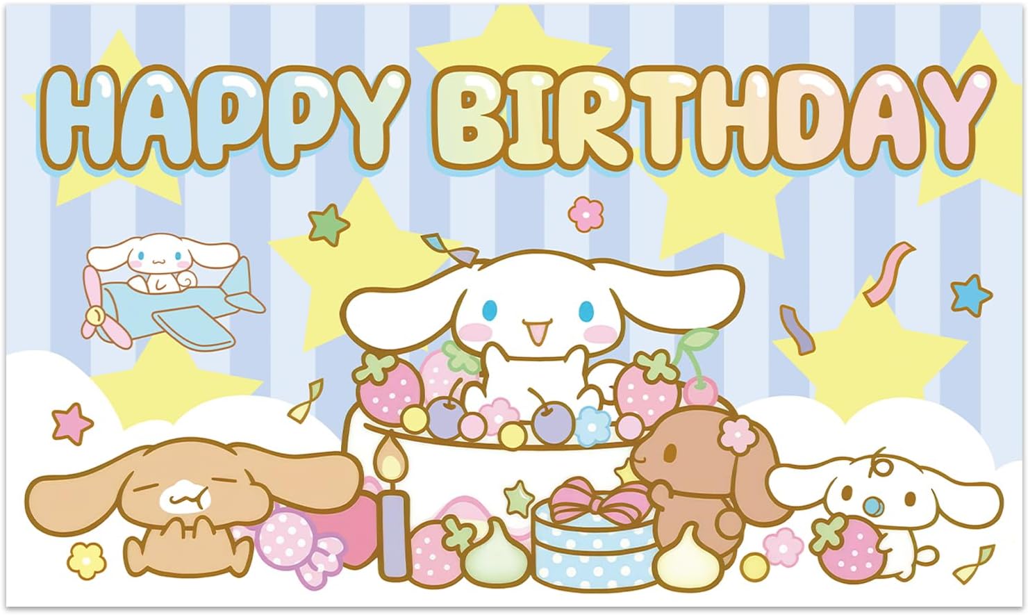 1Pcs Cinna-morolls Party Decoration Banner Photography Background for Kids Birthday Party Cinna-morolls Photo Booth Props (4.16X2.3 Ft) - Image 2