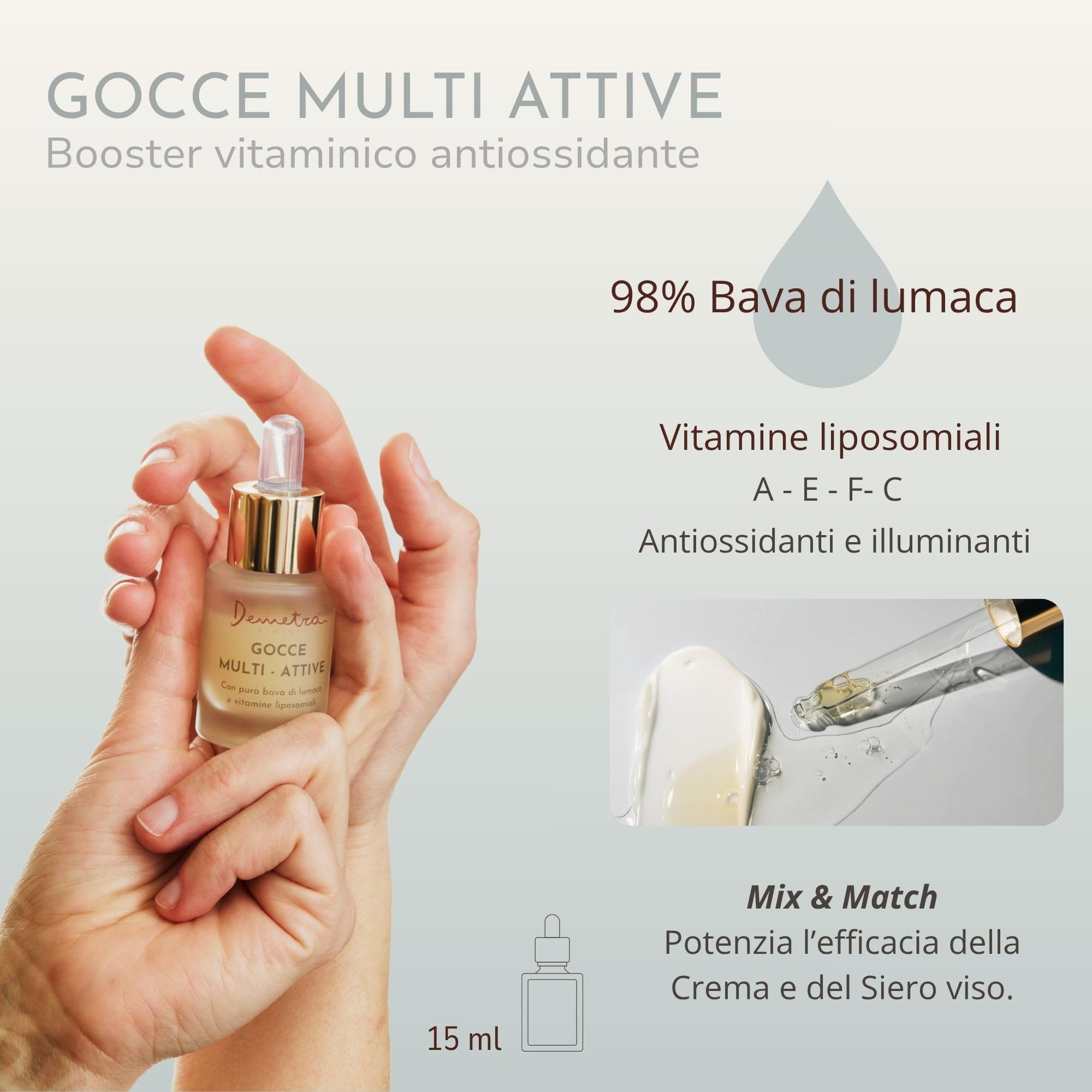 Demetra Duo Rigenerante Viso – Gocce Multiattive 98% Bava di Lumaca + Siero Viso 90% con Collagene ed Elastina + Discovery Set Linea