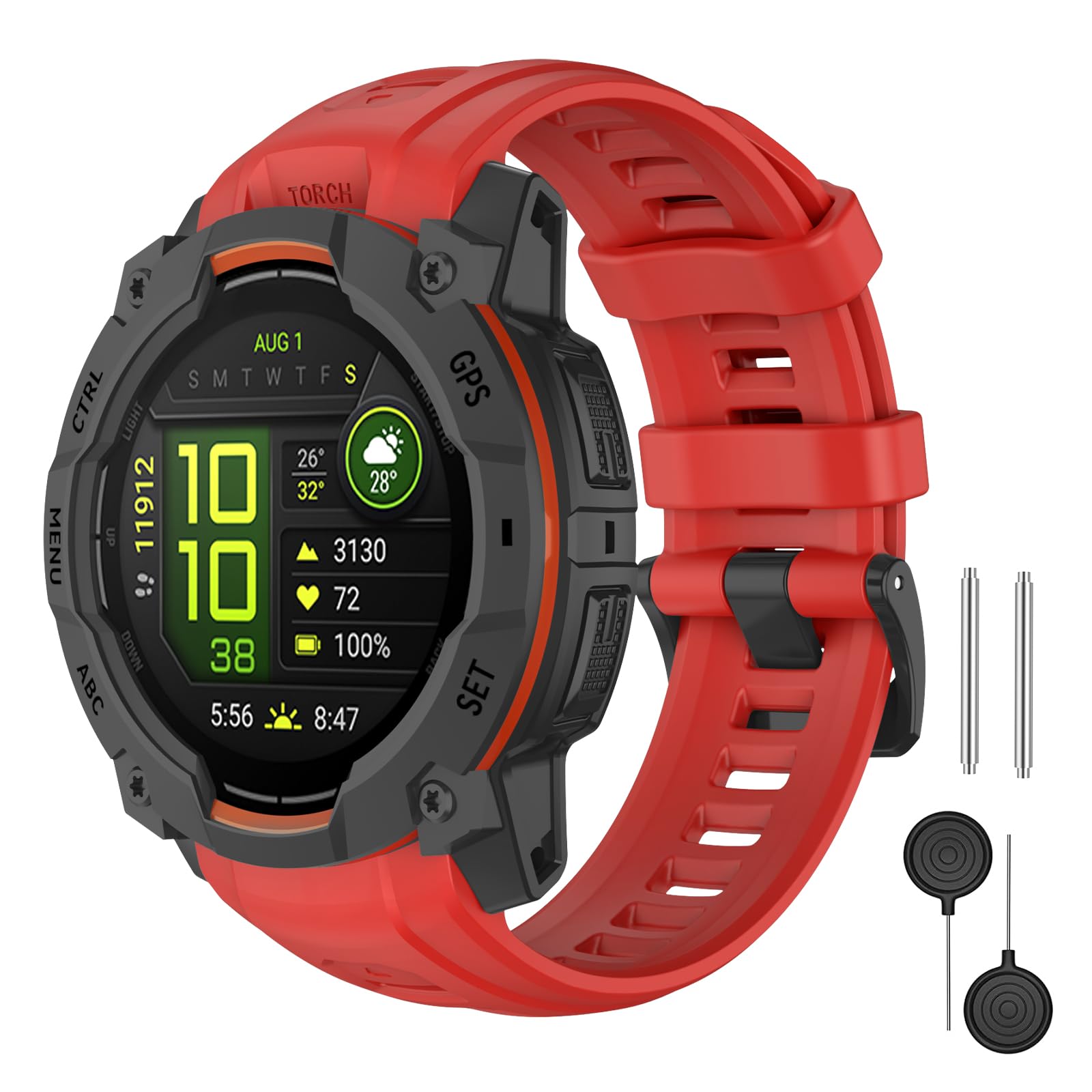 MYSNBKN 22mm Silicone Watch Strap for Instinct 3 AMOLED 45mm