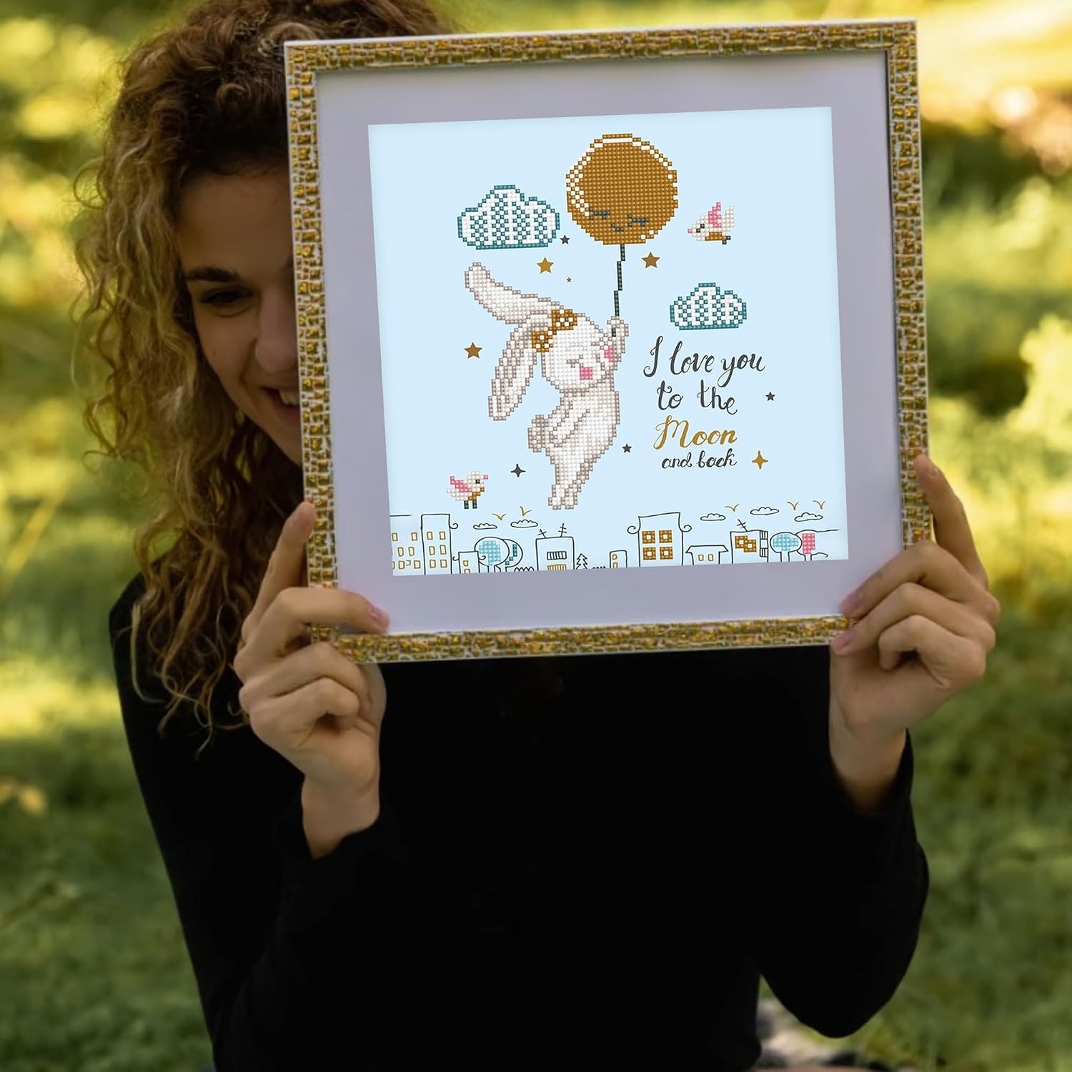 DIAMOND DOTZ Love You to The Moon & Back Bunny Diamond Painting Kits for Adults - Diamond Art Kits a Relaxing Creative Craft Kit with Dotz Gems 12.6"x12.6"