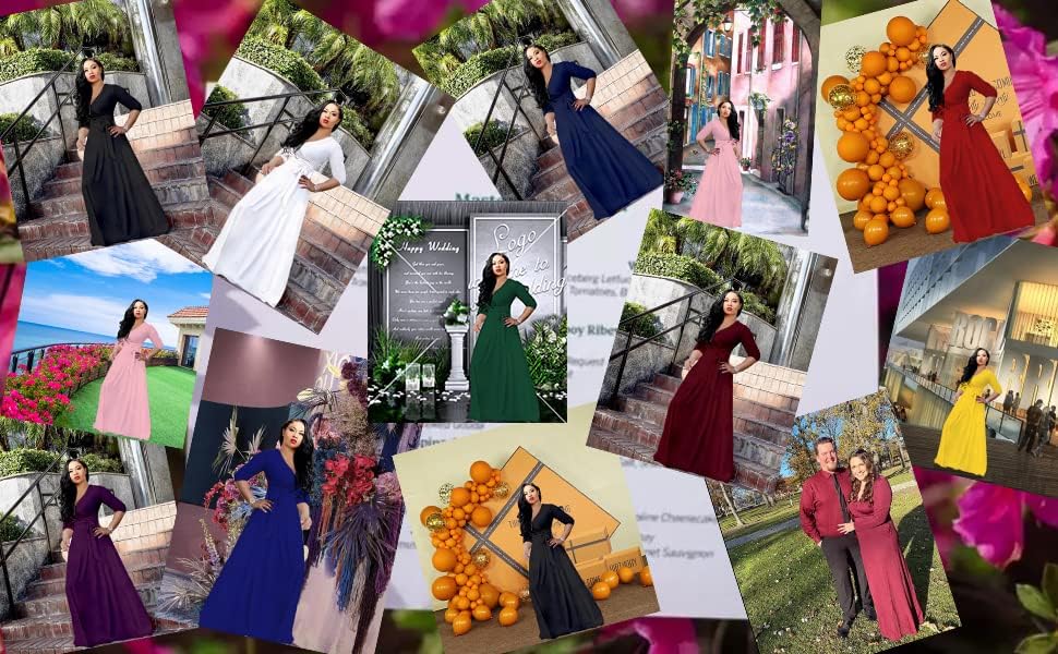 LightlyKiss Plus-Size Maxi Dresses for Women African Summer 3/4 Sleeves Beach Sundress with Pockets - Image 7