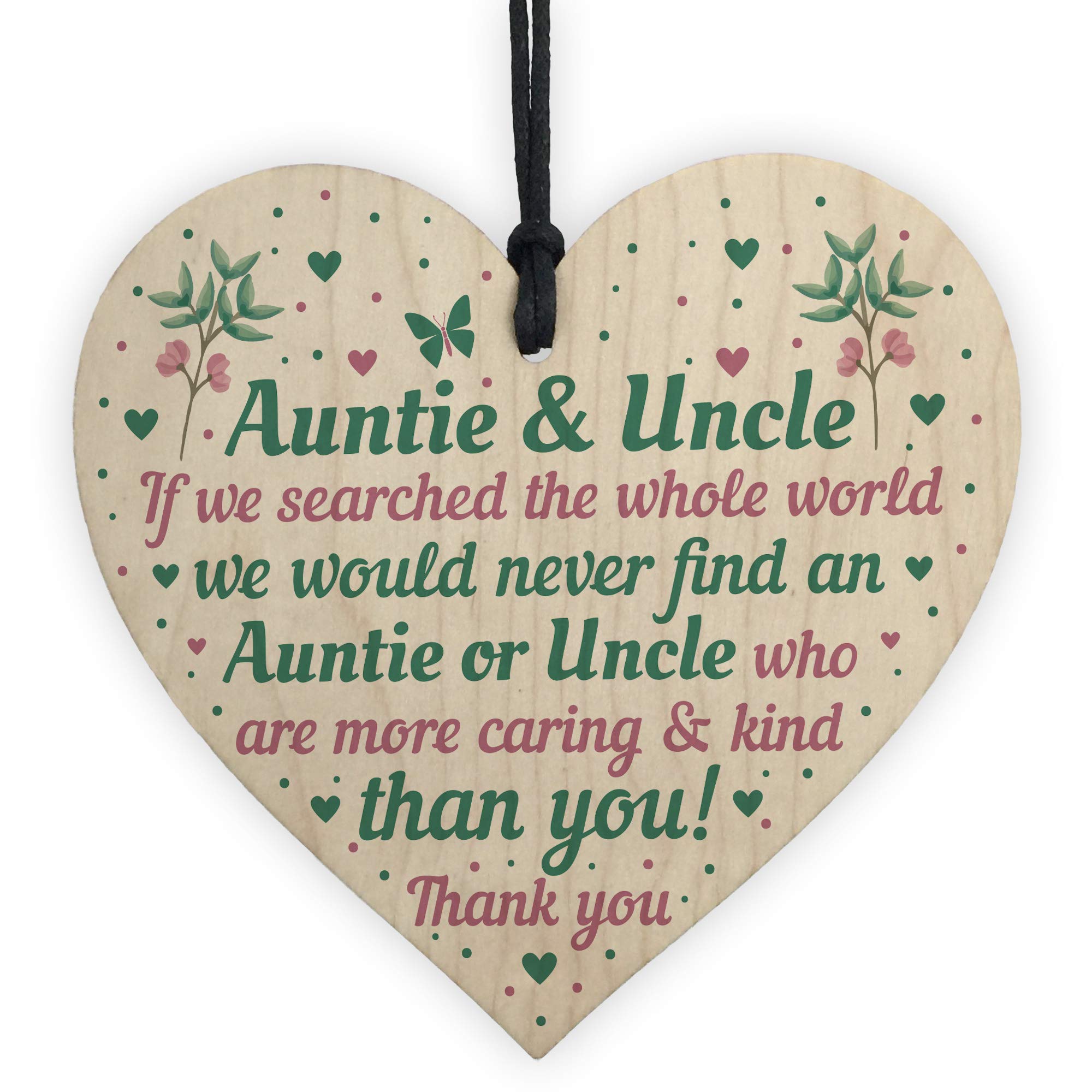 Red Ocean Auntie And Uncle Gifts For Birthday Christmas Handmade Wooden Hanging Heart Sign Family Thank You Gift From Niece Nephew
