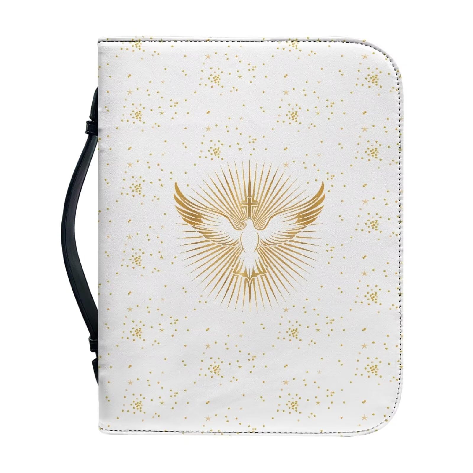 Ceudet Bible Covers Case for Women Men Bible Cover with Handle Carrying Case Scripture Bag PU Leather Lightweight Church Bag for Christian,Dove and Cross,M — image 1