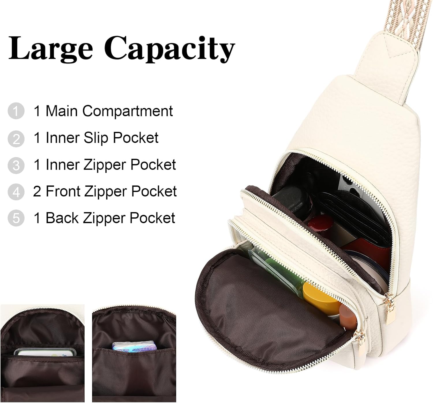GAEKEAO Sling Bag for Women Crossbody Bags Fanny Pack Vegan Leather Chest Bag Travel Shoulder Belt Purse Backpack Gifts