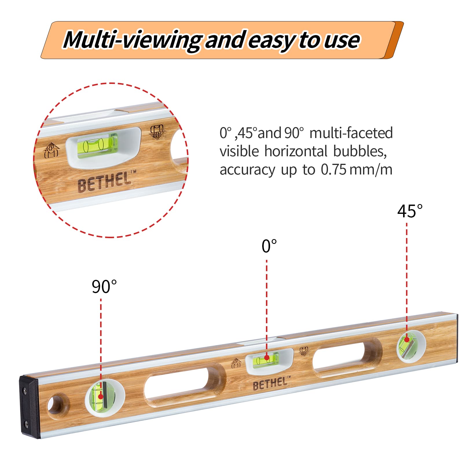 Bamboo Level Tool - 24 Inch, Accurate & Durable -6
