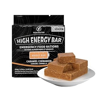 PEAK4RATION High Energy Bar | Compact Compressed Food Bar - Caramel Cinnamon 250g 1145kcal | Long Shelf-Life Emergency Food Ration | Survival Preparedness Food Bar for Outdoor Camping, Crisis, Earthquake, Wildfire, Home Preparedness