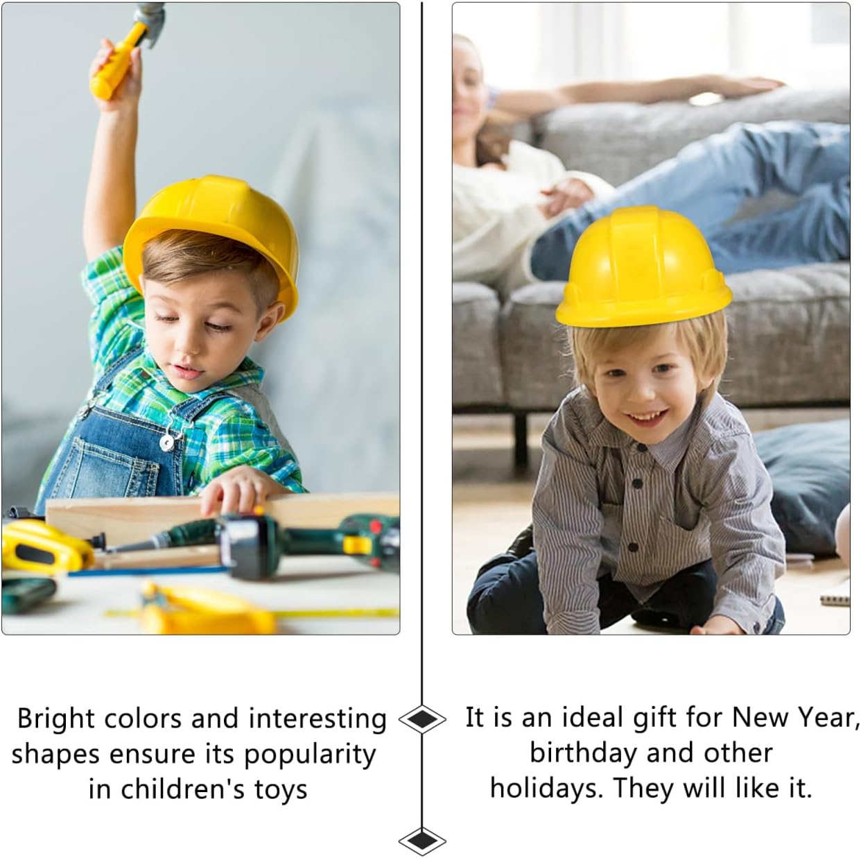 Ipetboom Kids Hard Hats Toy Set 5Pcs Plastic Engineering Safety Helmets for Boys Construction Dress up Role Play Party Accessories 8.26X6.88X3.74 Inches