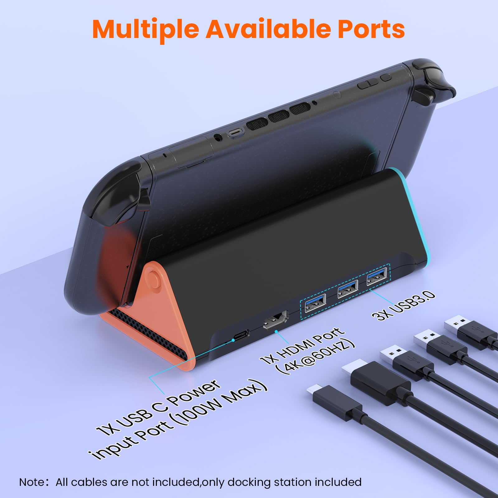 Switch 2 TV Dock Portatile Base Support Compatibile con Nin-tendo S-witch 2,Dock Switch 2 Adaptador TV Hub con 4K@120Hz HDMI + 100W Carga Entrada + 3XUSB3.0,Portátil Docking Station Cargador S-witch 2
