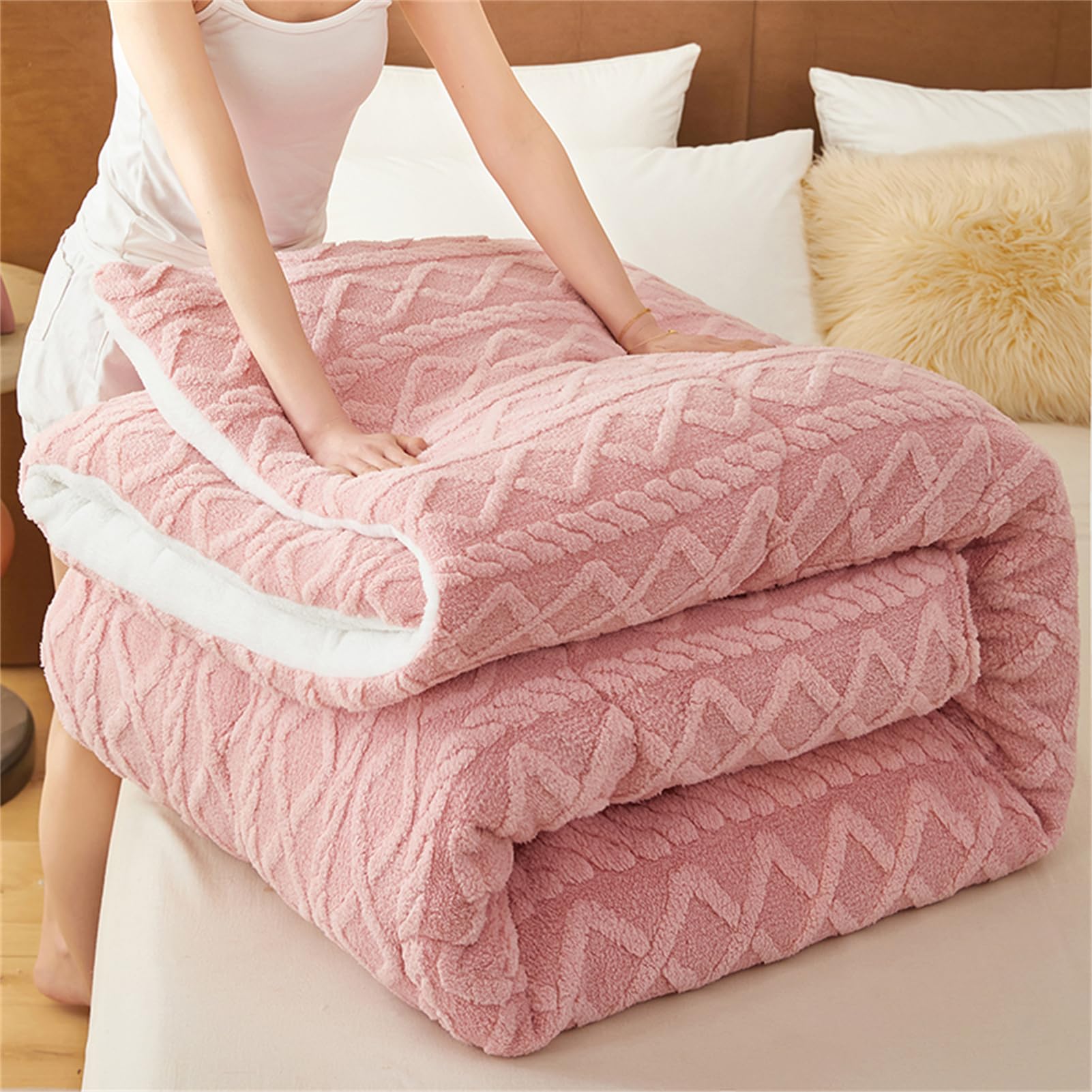 PRELGOSP Trapunta Invernale Matrimoniale, Pesante Coperta in Cashmere, Caldo Comodo Piumone per Letto,Blu,200x230cm/3kg