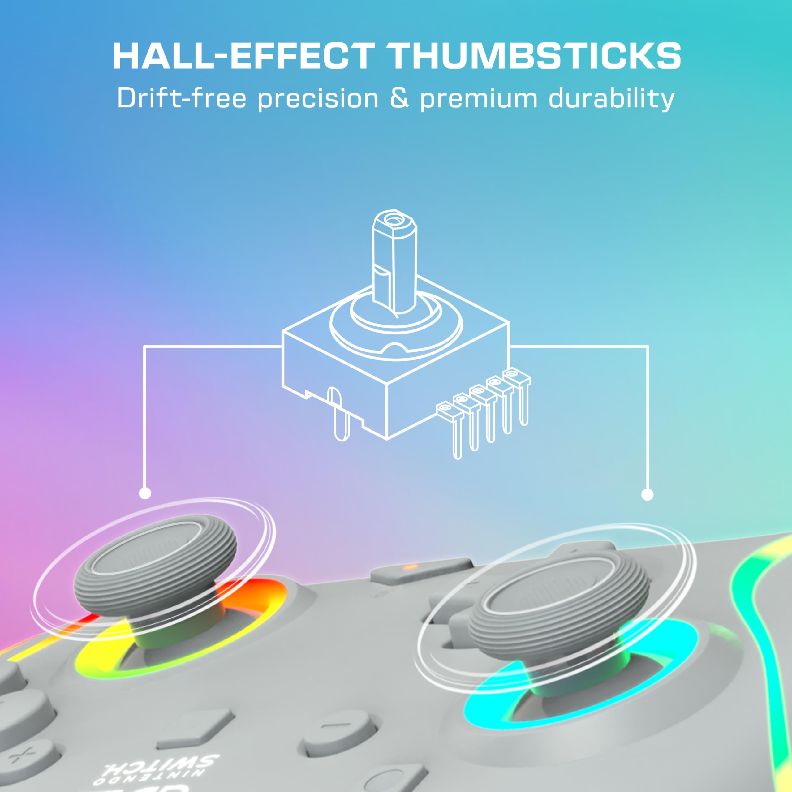 Turtle Beach Afterglow Grigio controller da gaming RGB cablato con licenza ufficiale per Nintendo Switch 2 - 3