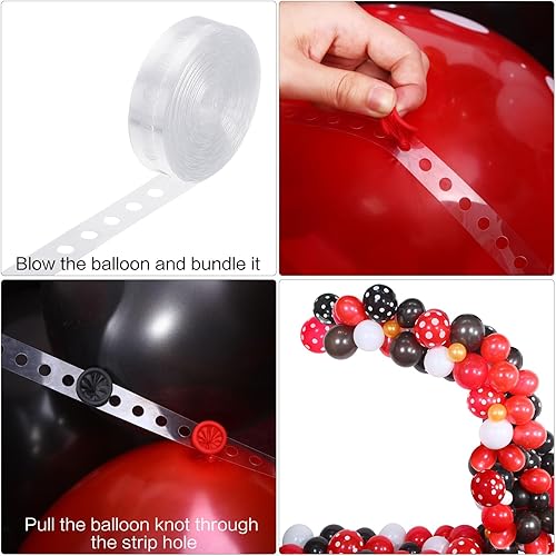 Miniatura 3 de Gejoy Kit de arco de guirnalda de globos de ratón 117, negro, rojo, blanco, oro/rosa, rojo, rosa, arco y tira para fiesta temática, baby shower,