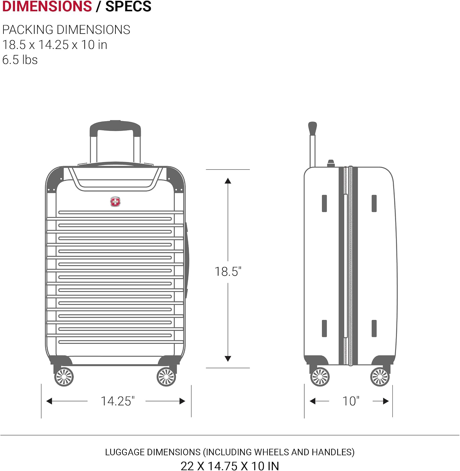 SwissGear 7782 Hardside Expandable Luggage with Spinner Wheels, Silver, Carry-On 19-Inch