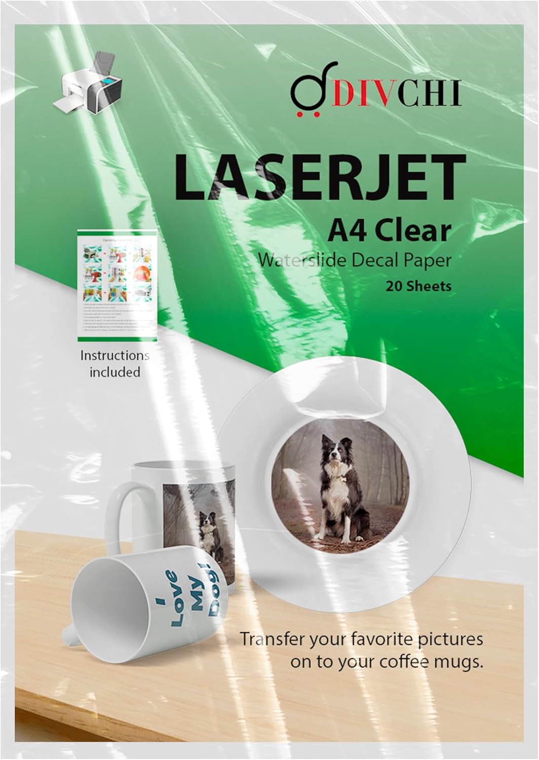 DIVCHI A4 LaserJet Papers Waterslide Decal Paper Laser Printer