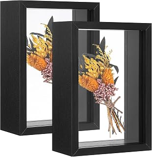 2 Pack 8×10in Wooden Dried Flower Frame, Floating Shadow Box Frames Double Acrylic Picture Frame for Dried Flower Plant Specimen DIY Artwork Display Frame for Tabletop Decor