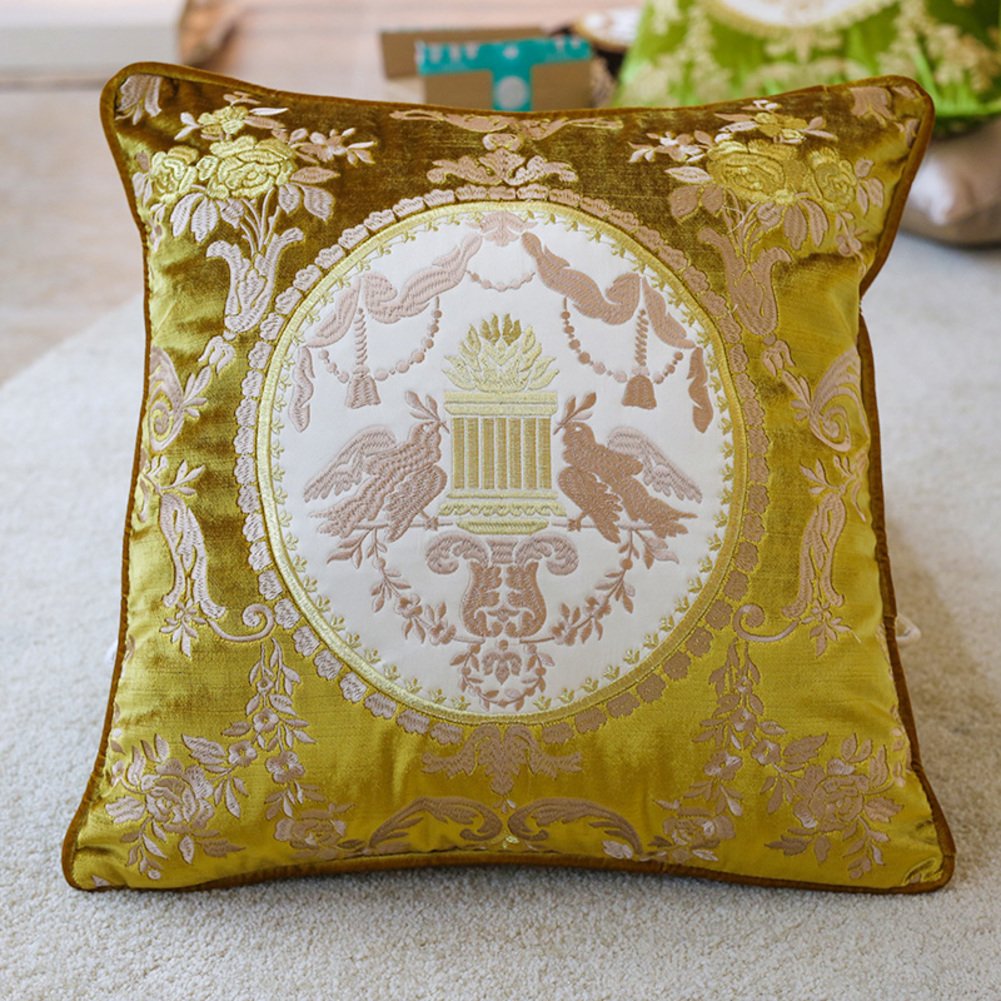 Oreiller en broderie chinoise et velours coupé pour décorer un salon zen
