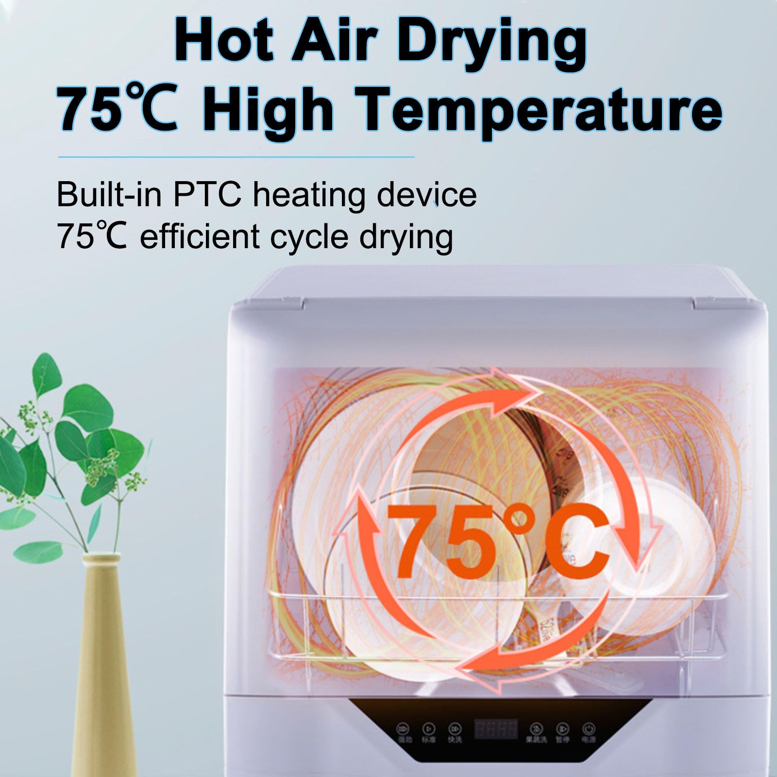 Kompaktowa mini zmywarka 800 W, bardzo szybkie czyszczenie natryskowe 360°, wydajne suszenie ciepła do zastawy stołowej, noży i warzyw - wydajne i zajmuje mało miejsca