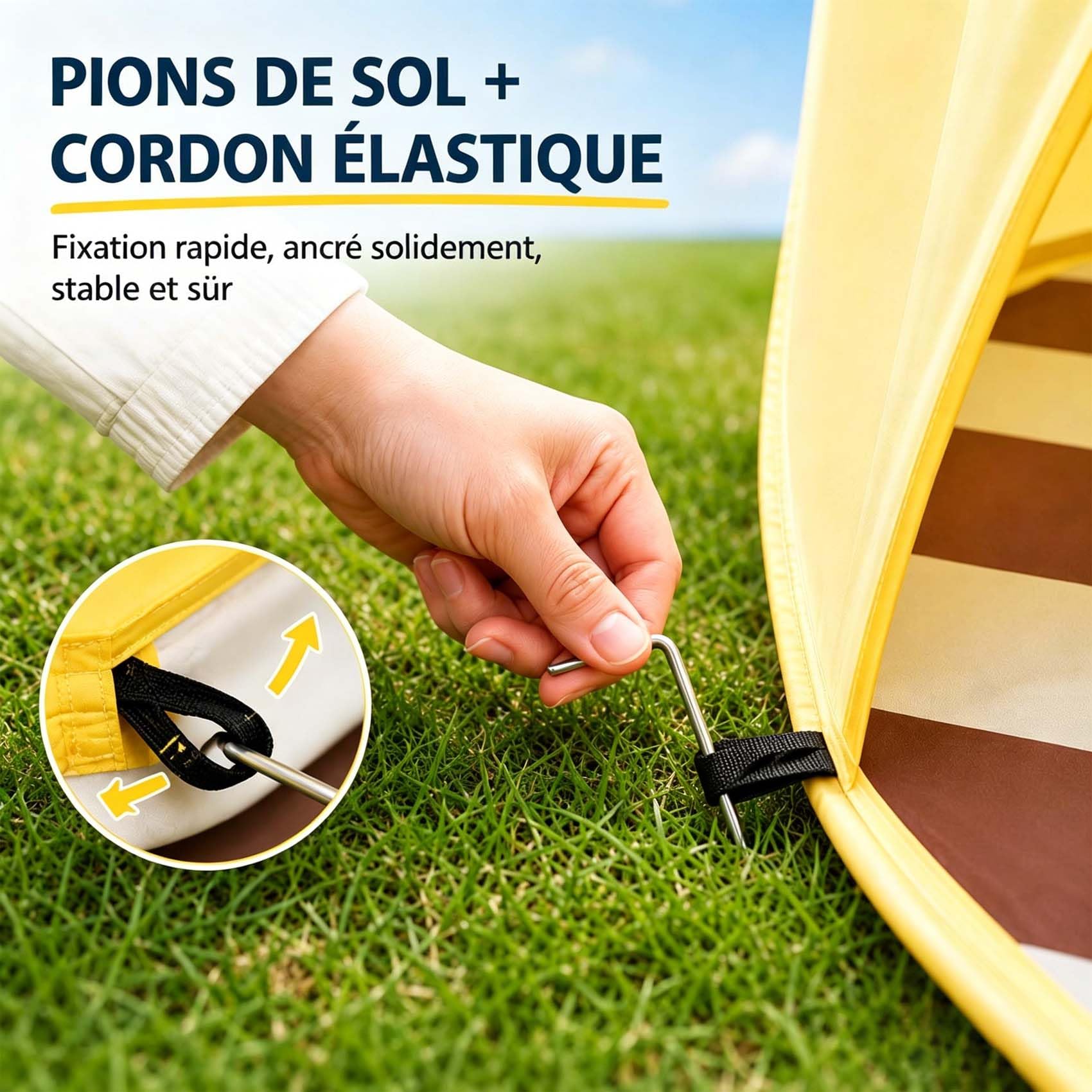 Tente De Plage Pop-Up pour 3-4 Personnes, Abri De Plage Anti-UV UPF 50+ avec FenêTres en Filet, Pliable Et Portable, IdéAl pour Plage, Jardin, Vacances, Camping, Pique-Nique (A)