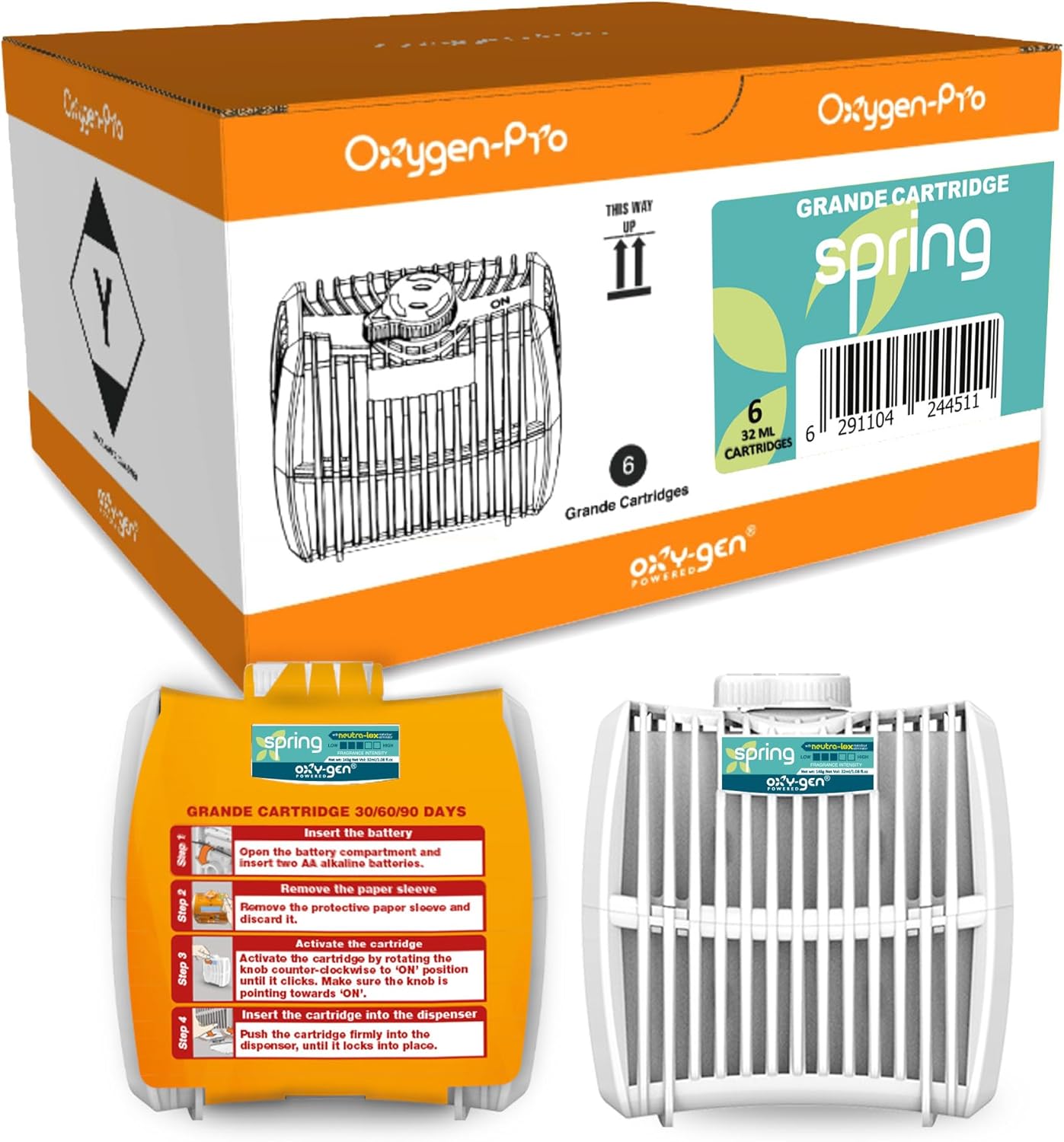 Oxygen-Pro - Commercial Air Freshener and Deodorizer, Wall Mounted, Battery Operated Automatic Dispenser, Odor Eliminator, and Fragrancing System (Light Scent) (Flair)