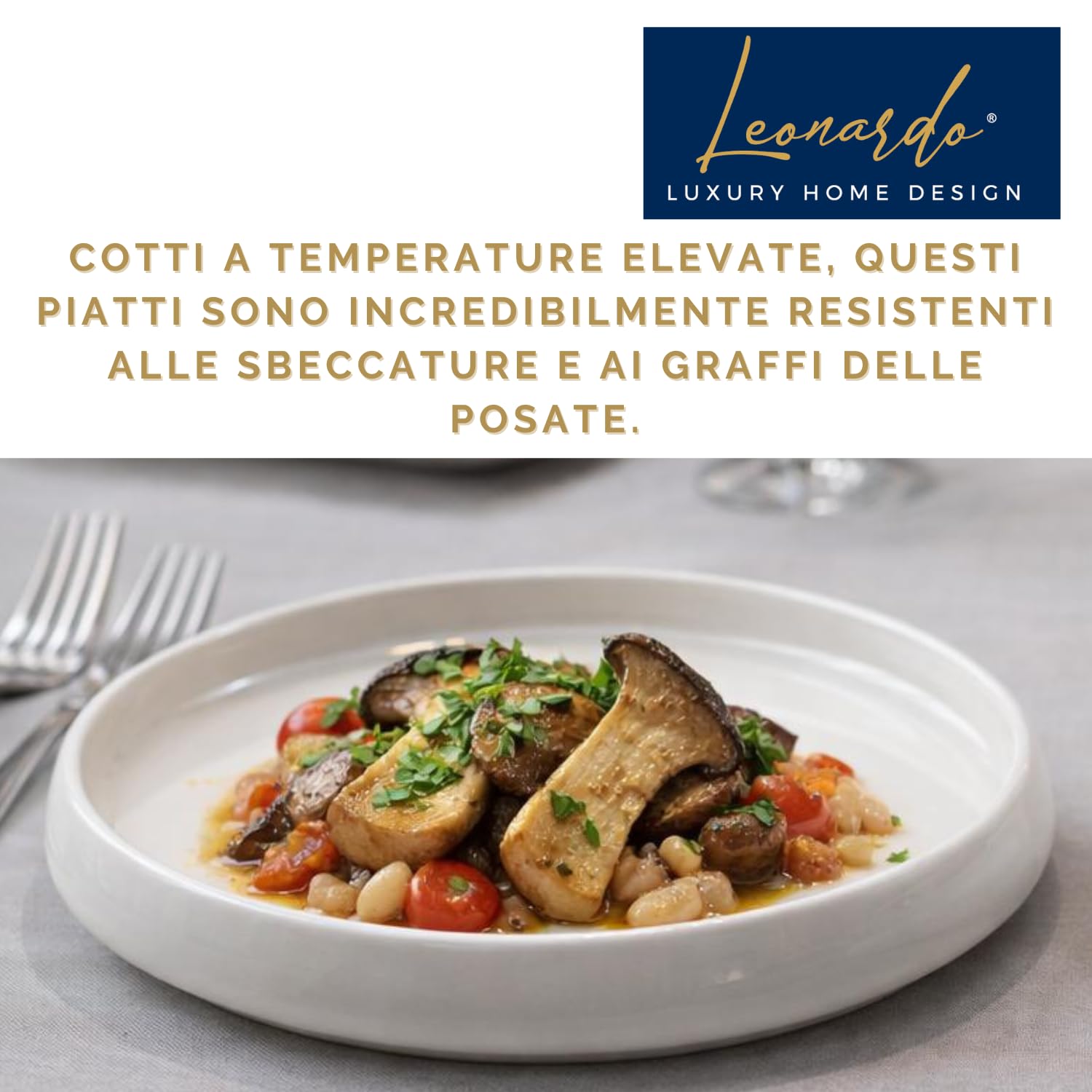 Piatto Fondo Porcellana Bianca 23 cm Stile Greco Moderno Bordo Alto Pasta Risotti Insalate Elegante Resistente Gourmet (6 Piani Medi)