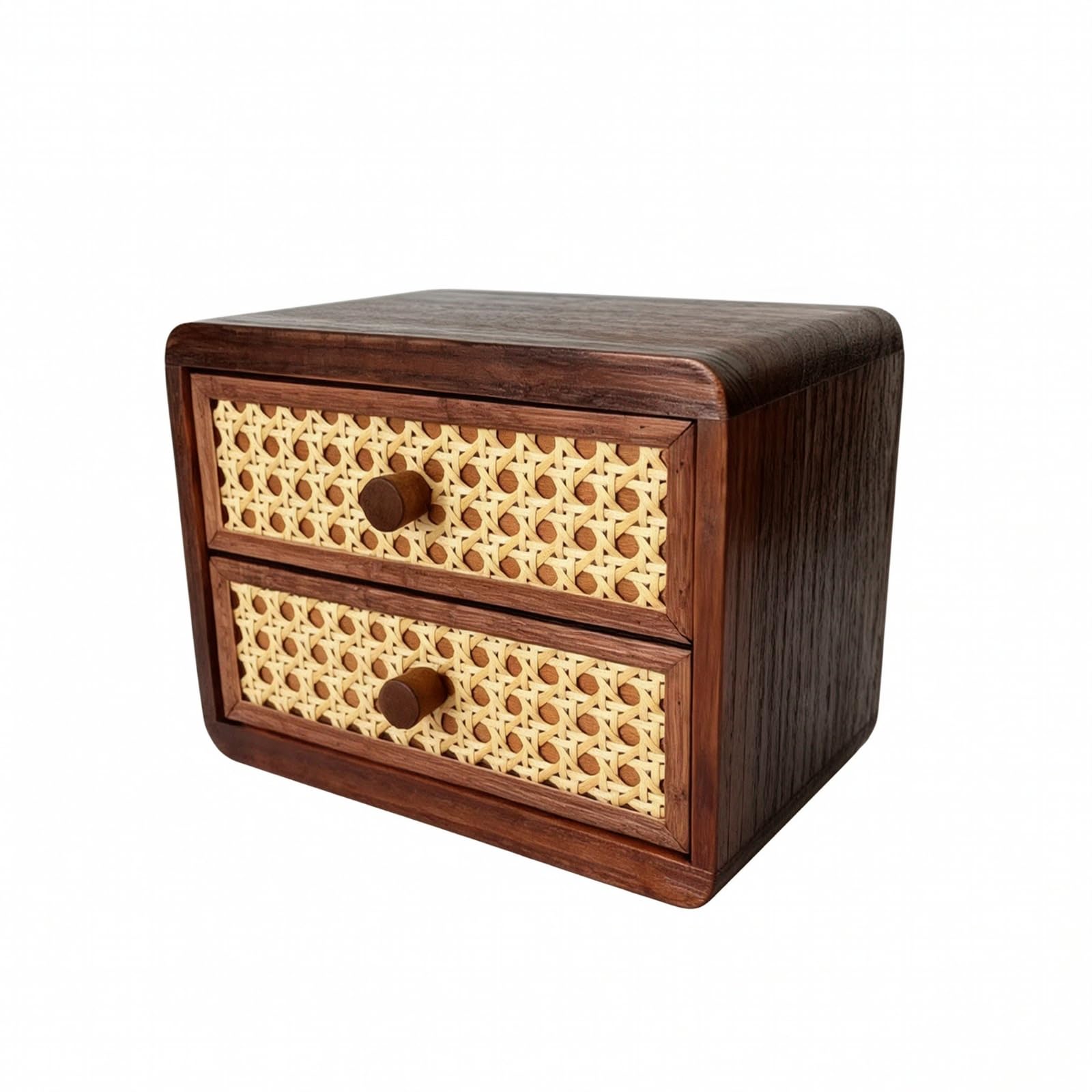 Gralara Organiteur Bureau Table Tiroirs Robuste Meuble Rangement En Bois Rotin Décoratif Armoire Bureau à Tiroirs, Style A