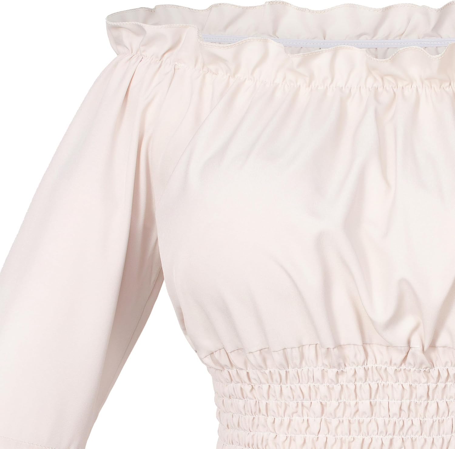 Irtysh Womens Renaissance Victorian Peasant Ruffle Smocked Waist Boho Pirate Shirt Blouse Cosplay Costume - Image 4