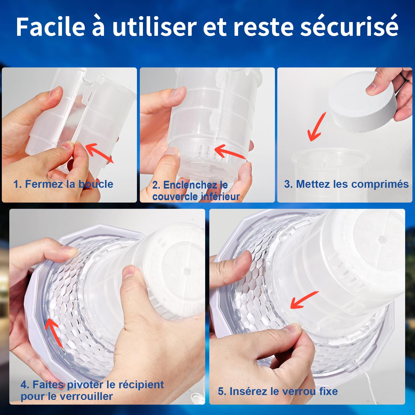 Diffuseur Chlore Piscine avec Lumière Solaire LED, Flotteur Chlore Piscine avec Télécommande, Distributeur de Chlore pour Piscine Diffuseur Spa