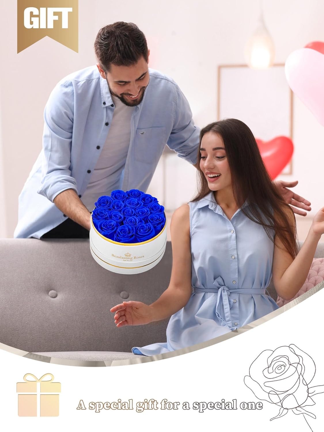 16 Preserved Roses Forever Flowers Real Roses in a Box Mother's Day Birthday Flowers for Her Mom Women Wife Valentine's Day, Royal Blue Roses - Image 3