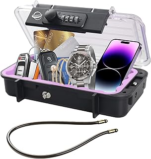 SISAV Tragbarer Tresor, lichtdurchlässiger Kombinationssafe mit abnehmbarem Kabel, stellen Sie Ihre eigene Kombination ein, für Reisen, Familie und Outdoor-Camping-Aktivitäten, Rosa