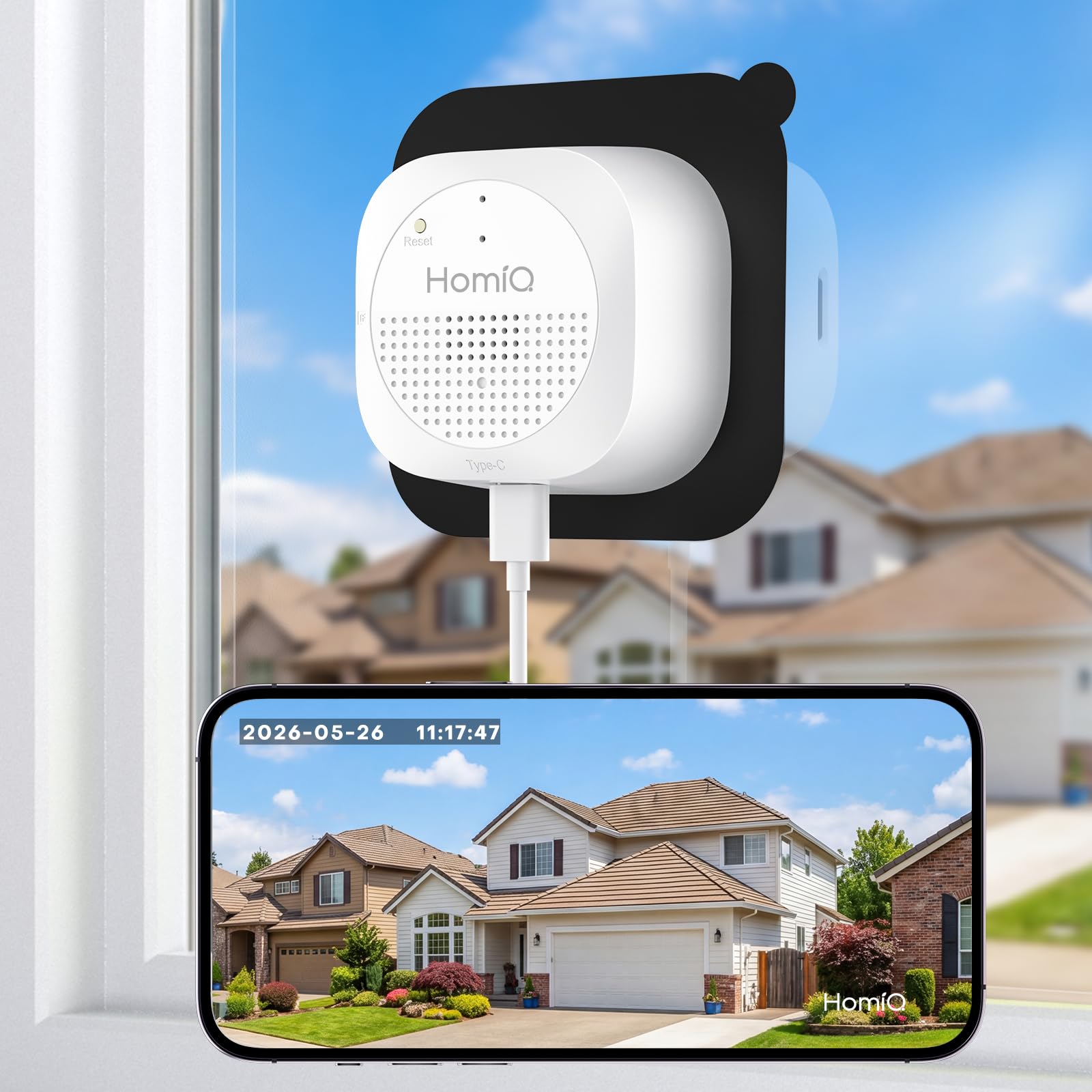 5MP 3K Fensterkamera Innen mit Farb-Nachtsicht, Ohne Bohren, 2,4&5GHz WLAN，Innenkamera, Blendschutz & Antireflex, 24/7 Aufnahme, Bewegungserkennung & App-Steuerung, Personen/Mietwohnungen