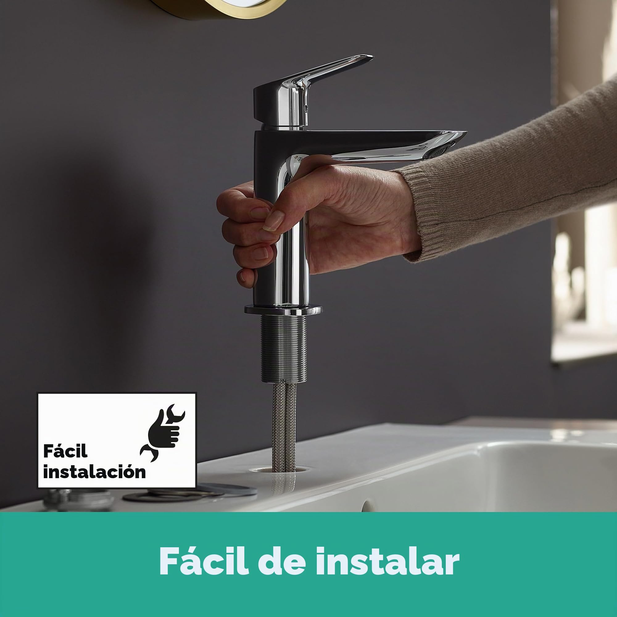 hansgrohe Logis Grifo monomando de lavabo 110 Fine, con vaciador Push-Open, cromo, 71252000