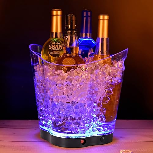 Miniatura 3 de Cubo de hielo LED Cubo de hielo portátil colorido degradado de 6 litros, ideal para bar en casa, cerveza fría, champán y vino (trébol de cuatro