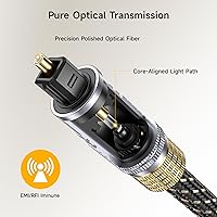 Vista 4 de Cable Matters Cable de audio óptico corto premium de 3 pies (cable óptico Toslink para barra de sonido, cable digital S/PDIF) – Ideal para audio