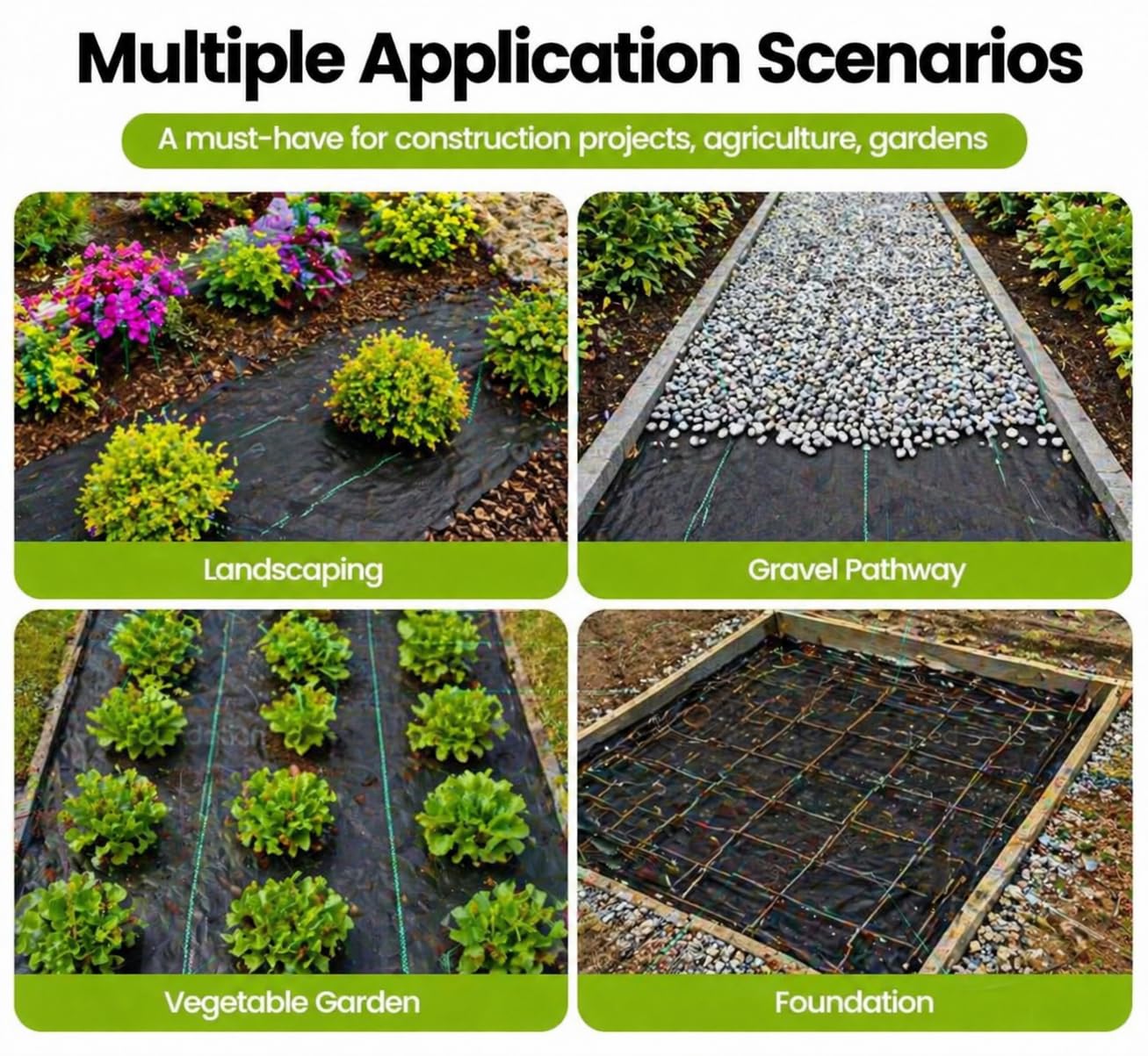 Telo anti-erbacce, 1,83 m x 91,4 m, senza sostanze chimiche, traspirante, permeabile all'acqua, per giardino, vialetto, paesaggistica