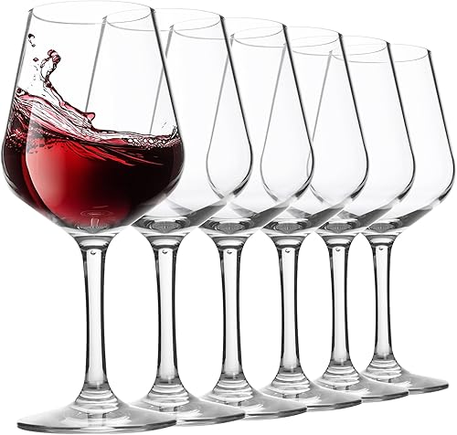 Juego de 6 copas de vino acrílicas de plástico irrompible de 10 onzas, aptas para lavavajillas, sin BPA (transparente, mediano)