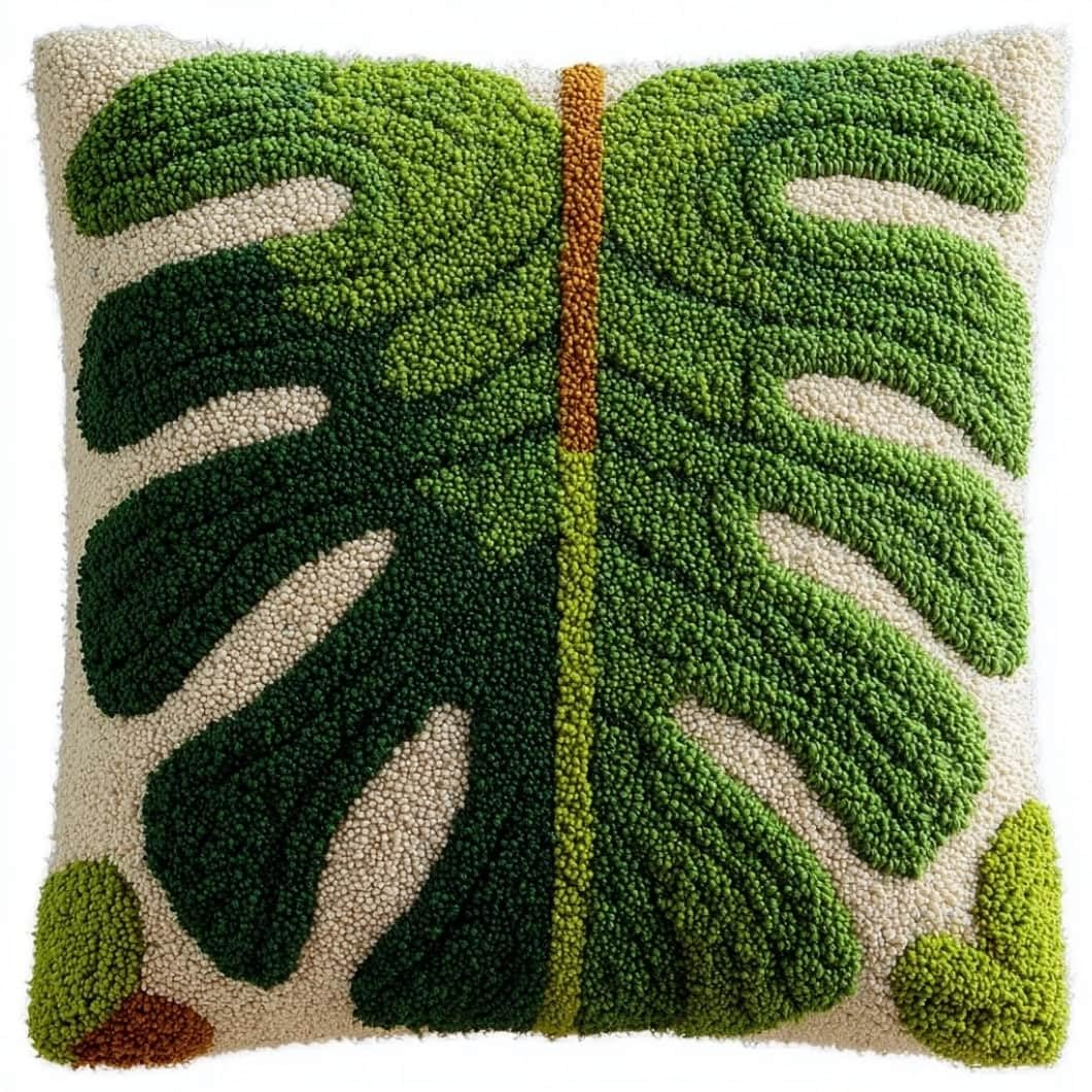 Taxpy DIY Latch Hook Pillow Kit Leaf Cartoon 17X17 Inch