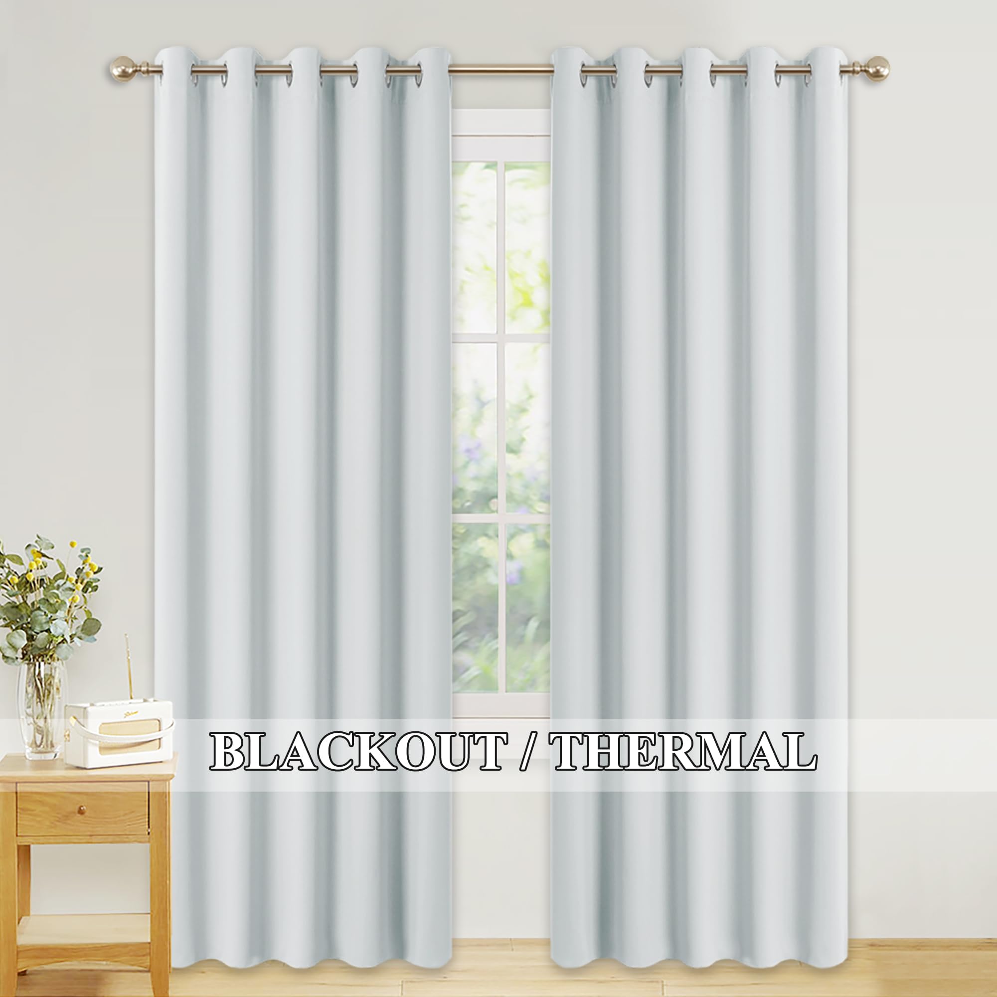 PONY DANCE - Tende oscuranti extra large, opache, 2 pezzi, altezza 228 cm x larghezza 167 cm, per soggiorno, termiche, con occhielli, termoisolanti, colore: grigio/bianco