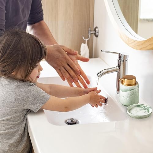 Miniatura 4 de Simcat Juego de 4 accesorios de baño de cerámica, juegos de accesorios para mostrador de baño con dispensador de jabón, soporte para cepillos de