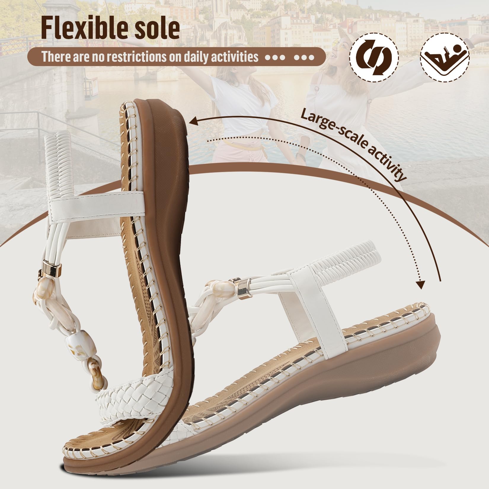 Littleplum Damen Sandalen Frauen Sommersandalen Flache Bequem Sandaletten